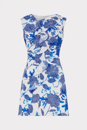 Novella Brushwork Floral Poplin Mini Dress ElasticWaistband