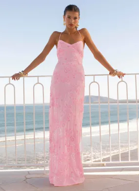 Vietta Sequin Cami Maxi Dress - Pink Breathable Feel City-Style