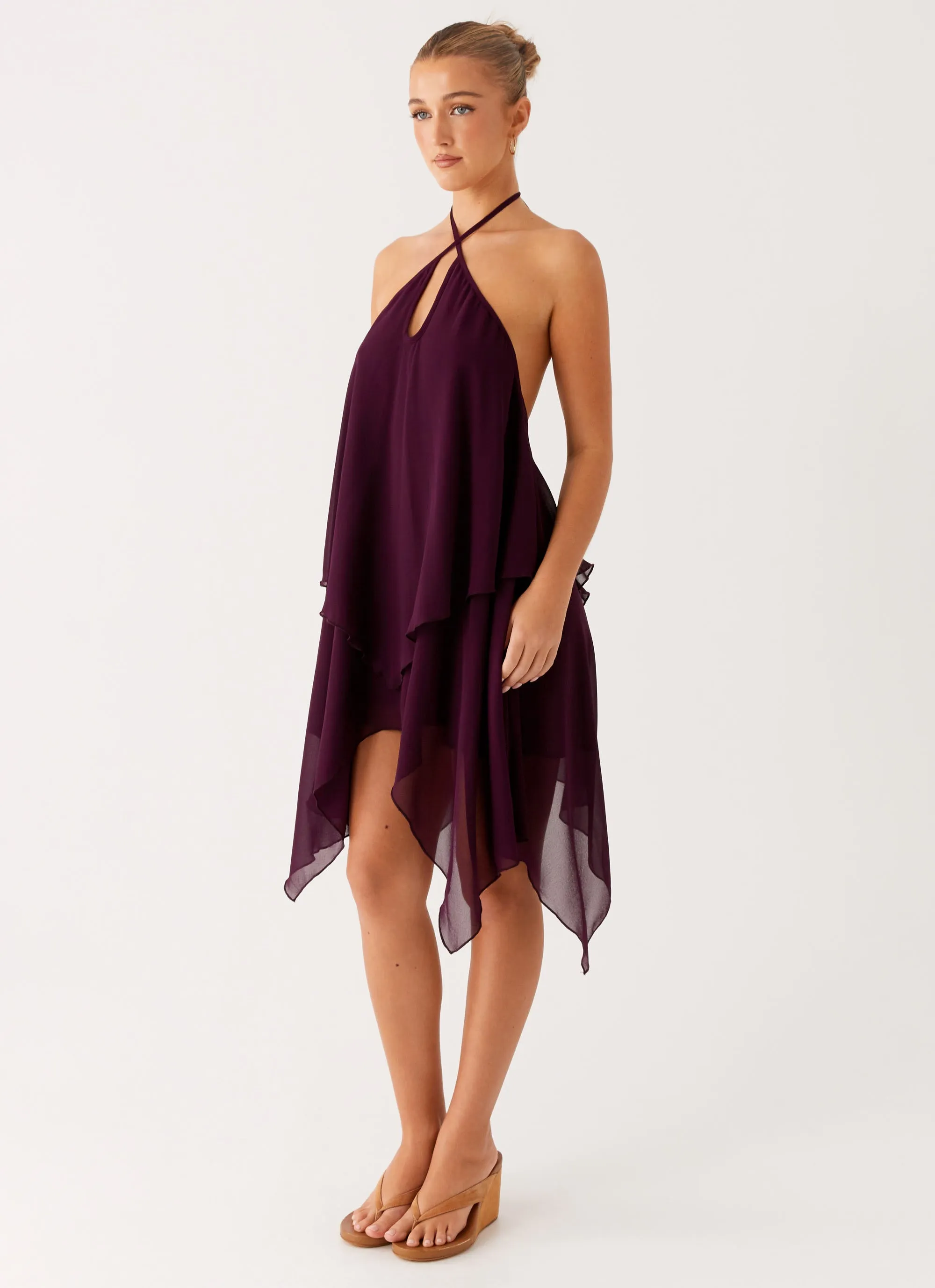 Light Fabric Modern Edge Dalenti Midi Dress - Plum