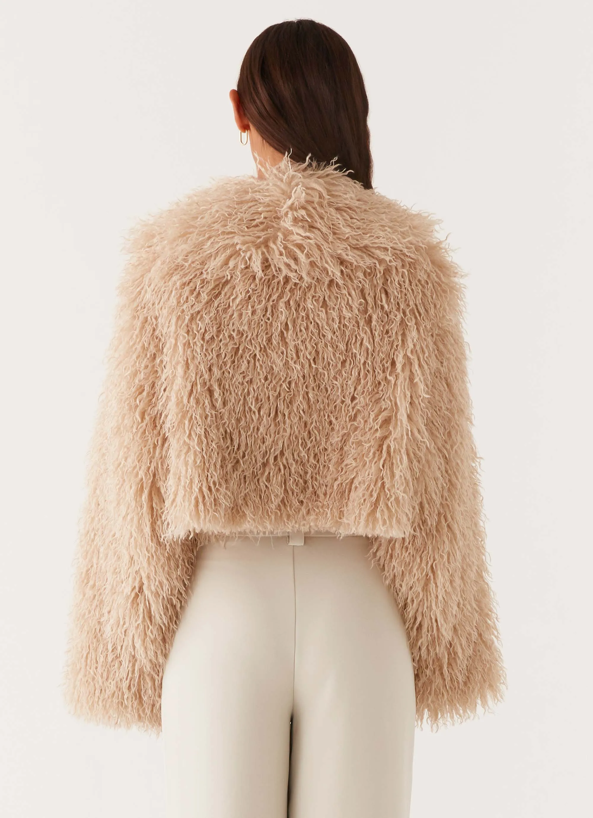 Hyperguard Water Resistance Virginia Cropped Fur Jacket - Taupe