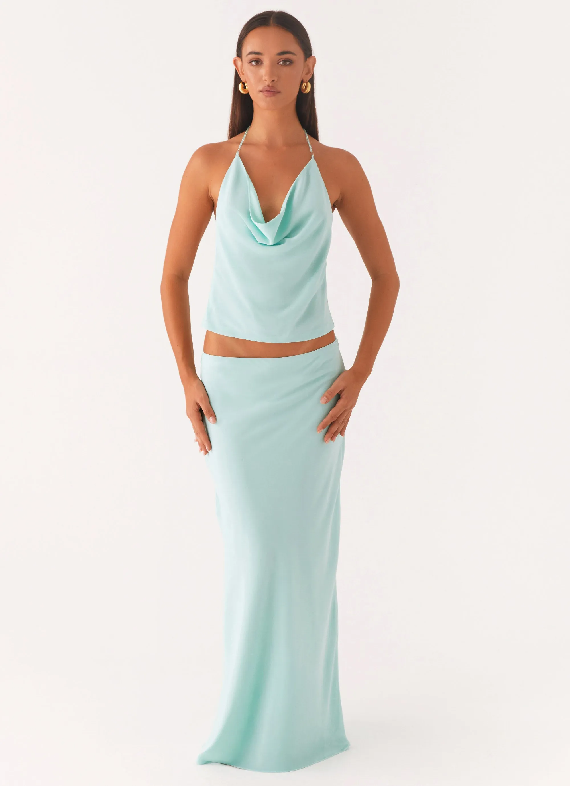 Smooth Finish Another Life Chiffon Maxi Skirt - Pale Blue