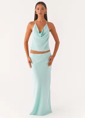 Weighted Hem Another Life Chiffon Maxi Skirt - Pale Blue