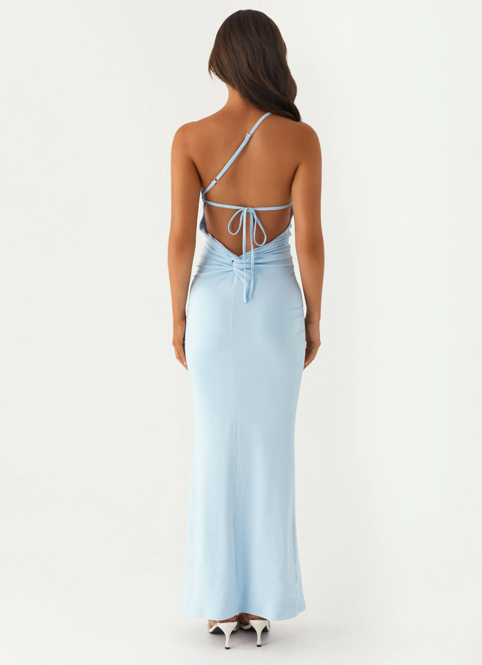 Claudia One Shoulder Maxi Dress - Blue Weekend Look