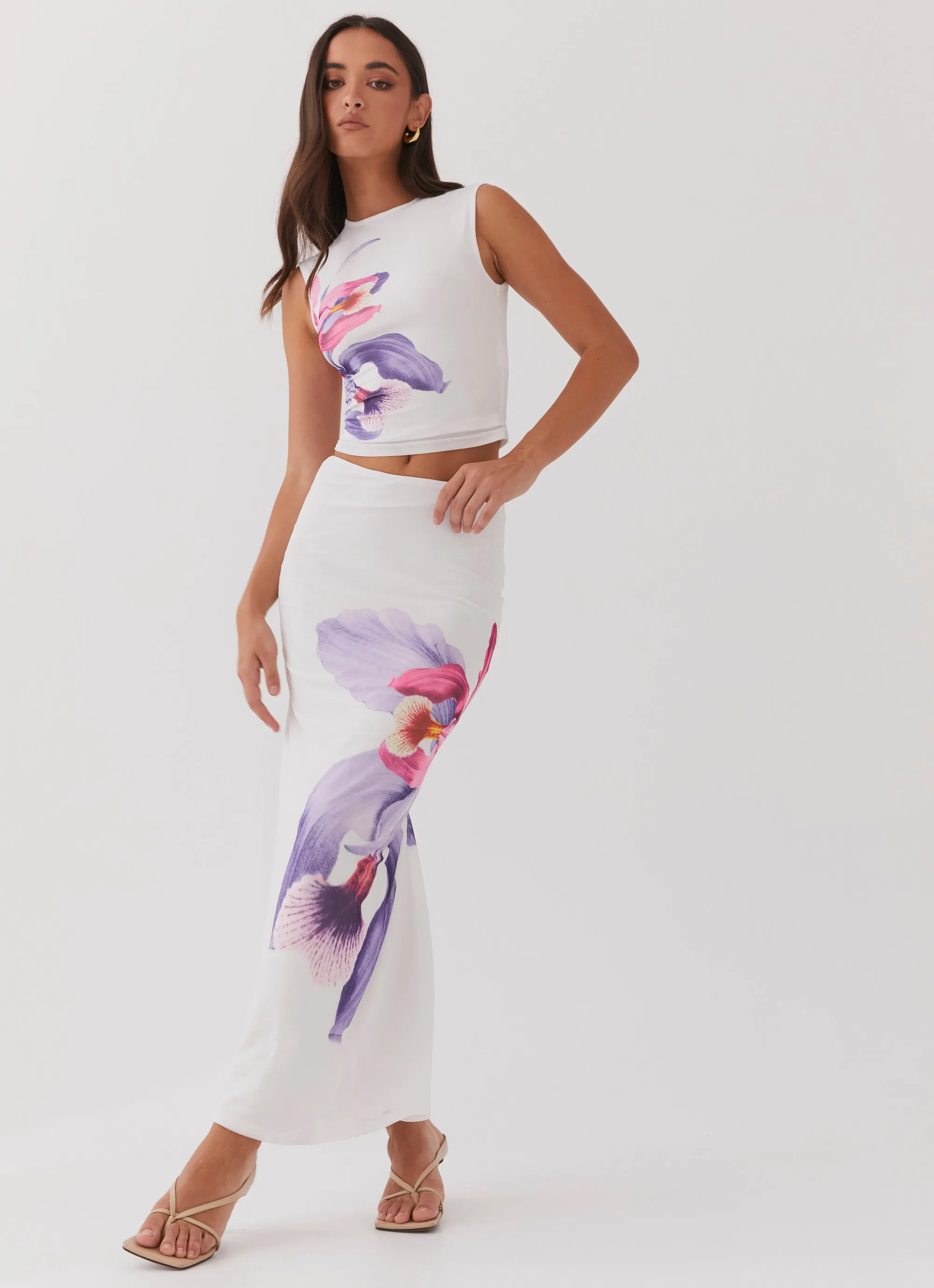 Layered Structure Seamless construction Waiting For Dawn Mesh Maxi Skirt - White