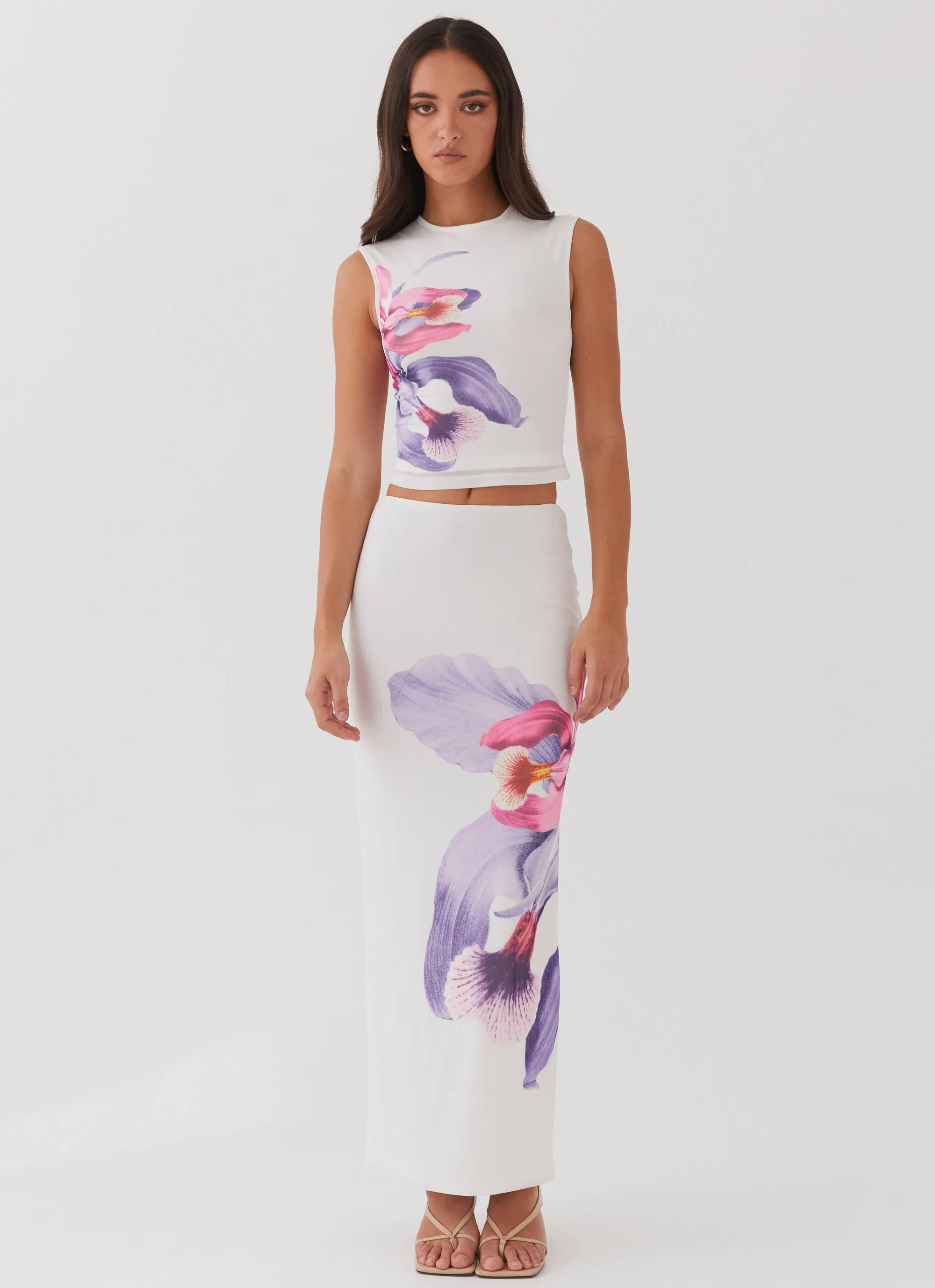 Waiting For Dawn Mesh Maxi Skirt - White Versatile Fit Stretchable Waist