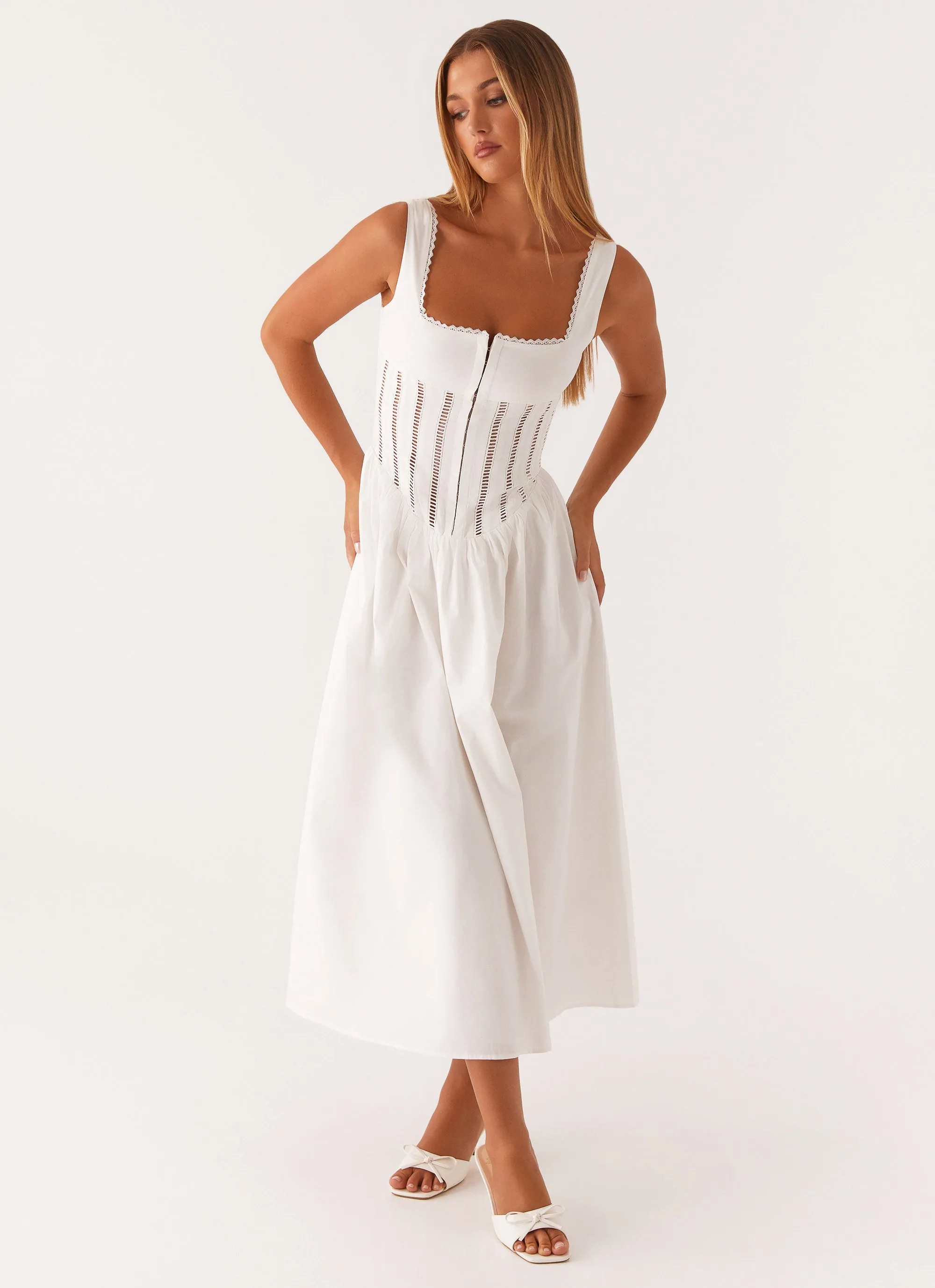 Waiting On You Midi Dress - White Chic Balance