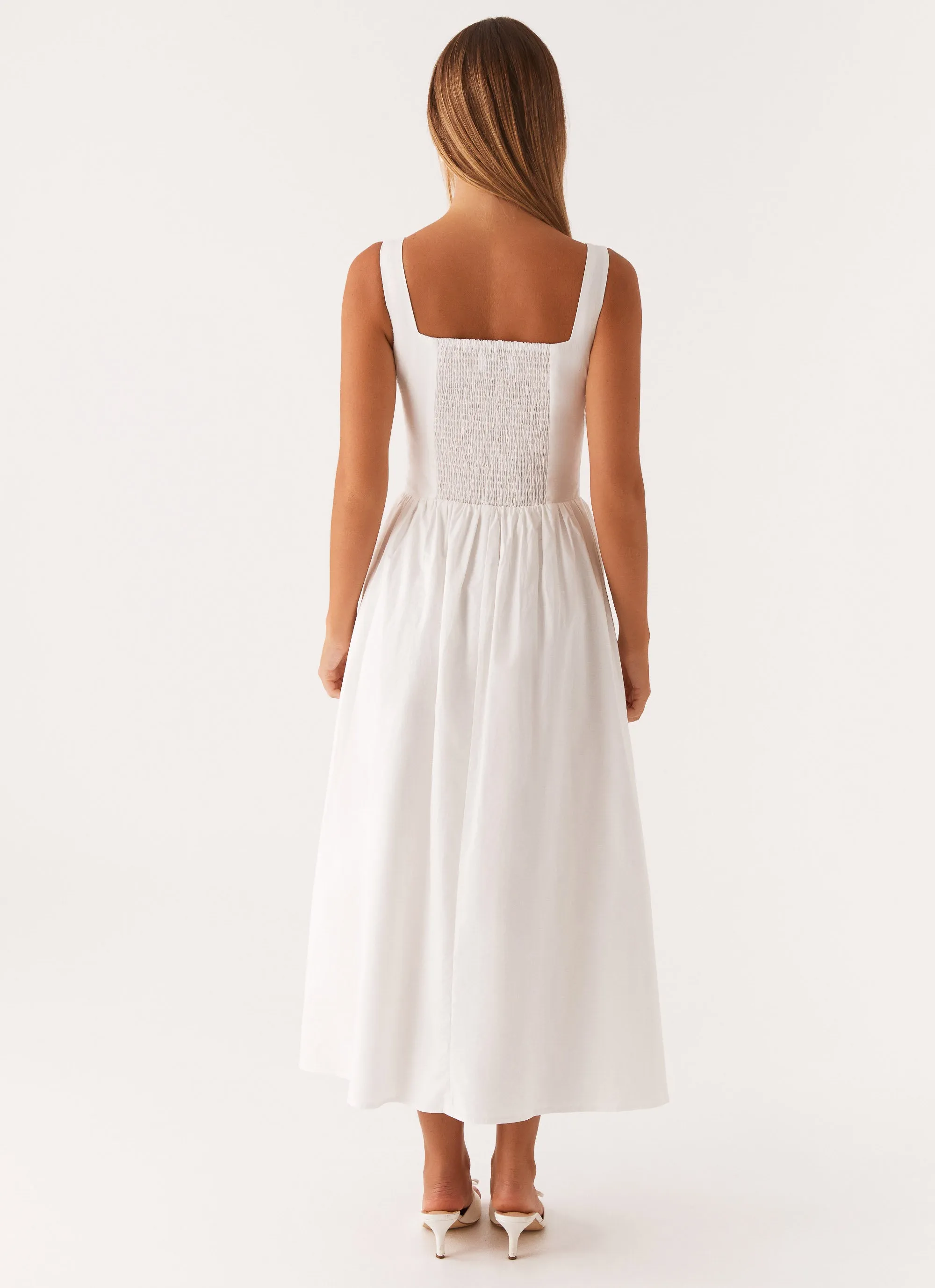 Waiting On You Midi Dress - White Bright Petal Weekend Look