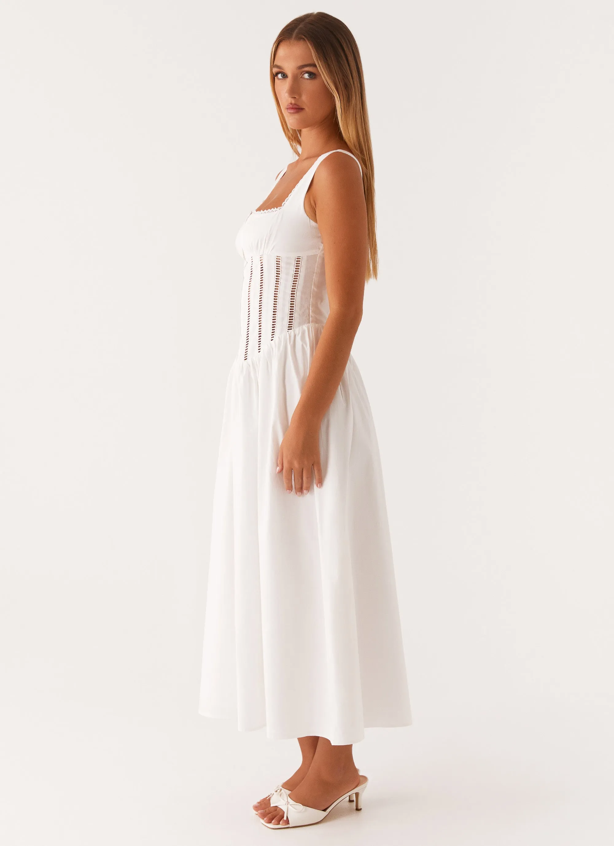 Vibe Choice Relax Line Waiting On You Midi Dress - White