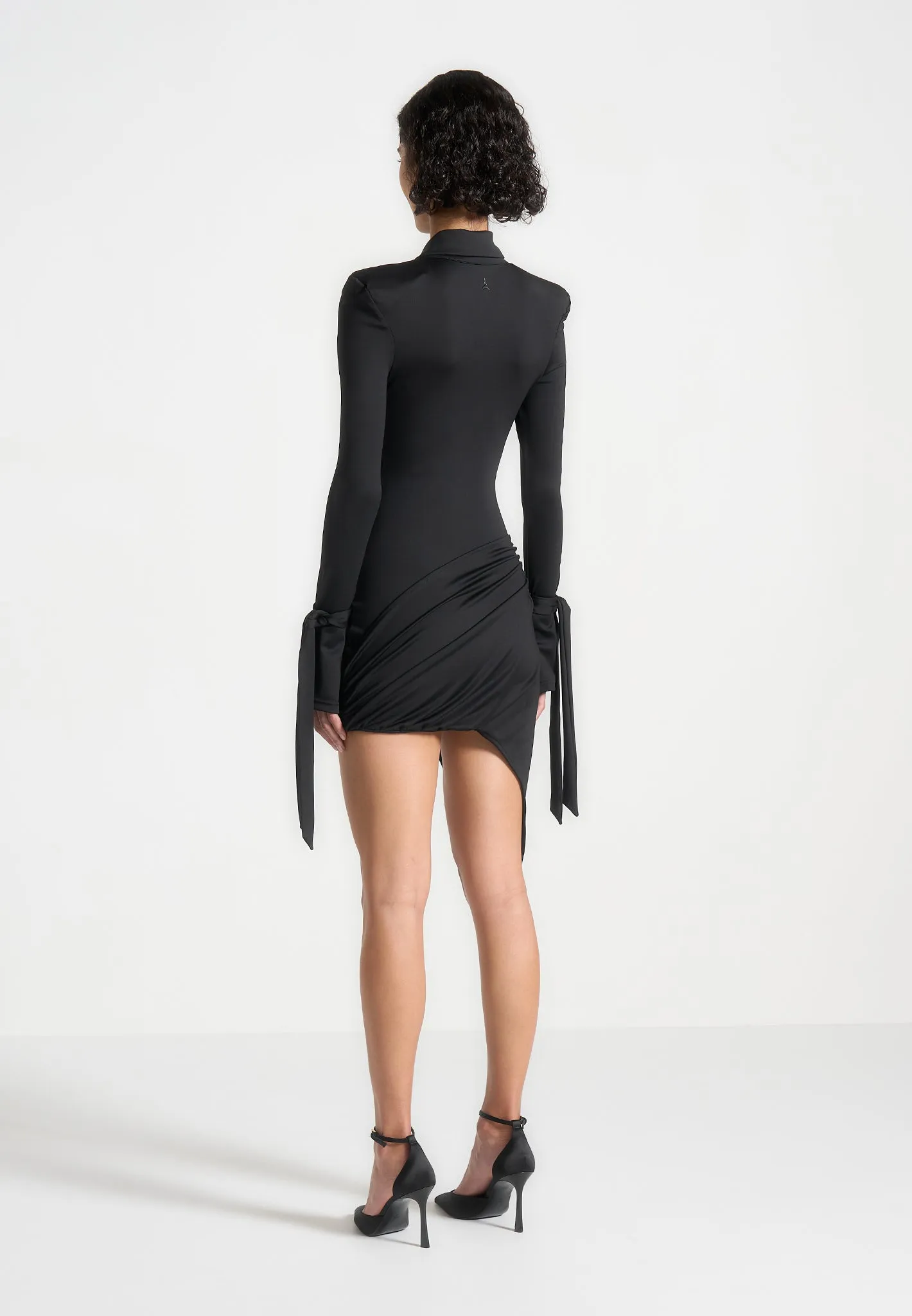 Diane - Draped Asymmetric Mini Dress - Black Light Layers