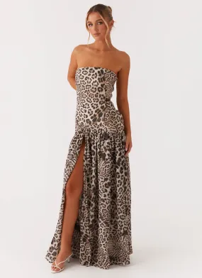 Eden Strapless Maxi Dress - Leopard Delicate Lines