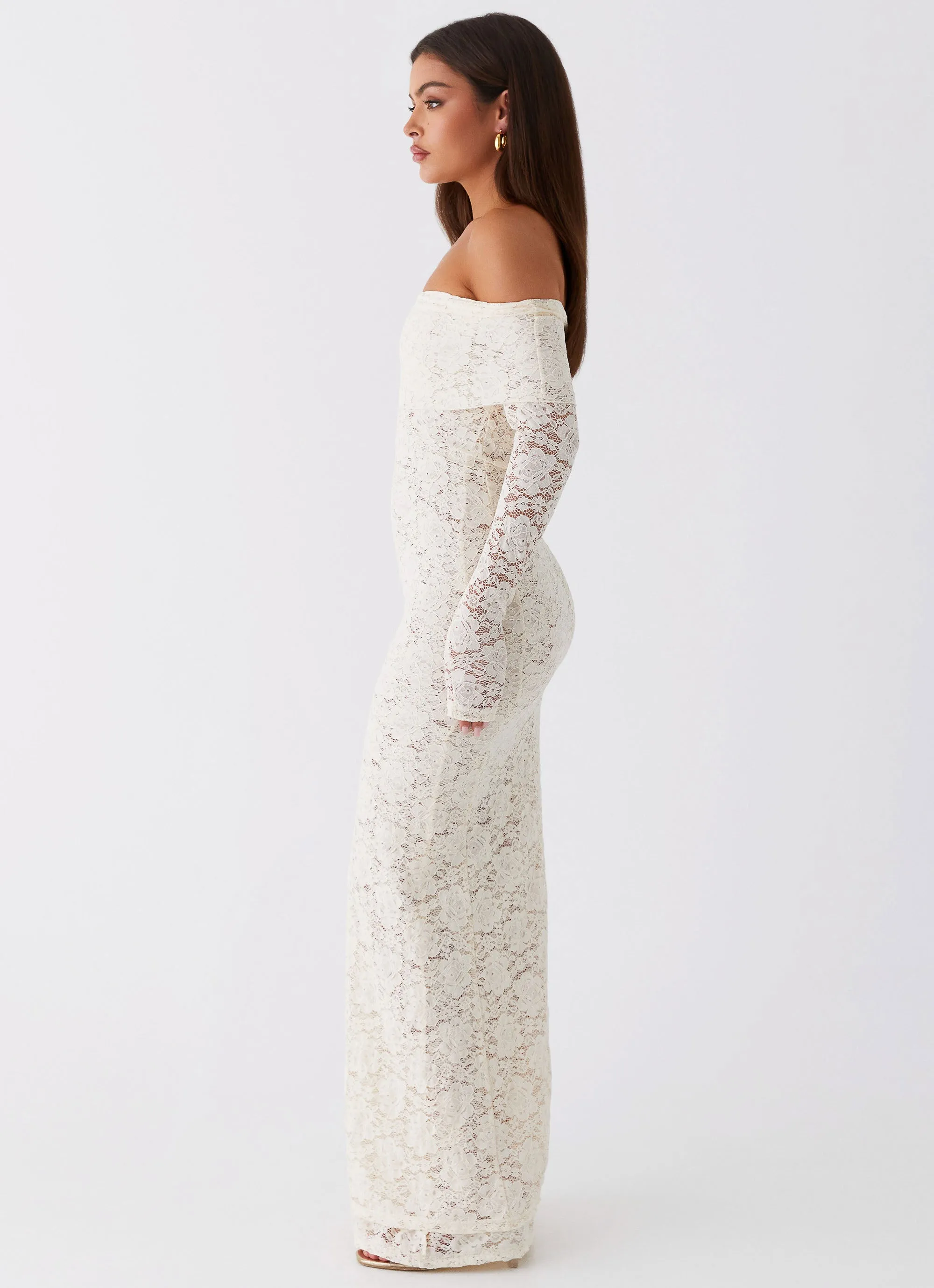 Yours Always Lace Maxi Dress - Ivory Flattering Look Fit