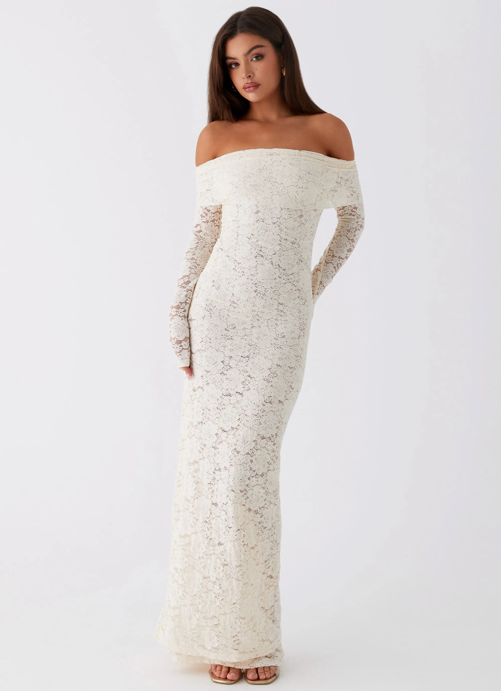 Collared Yours Always Lace Maxi Dress - Ivory