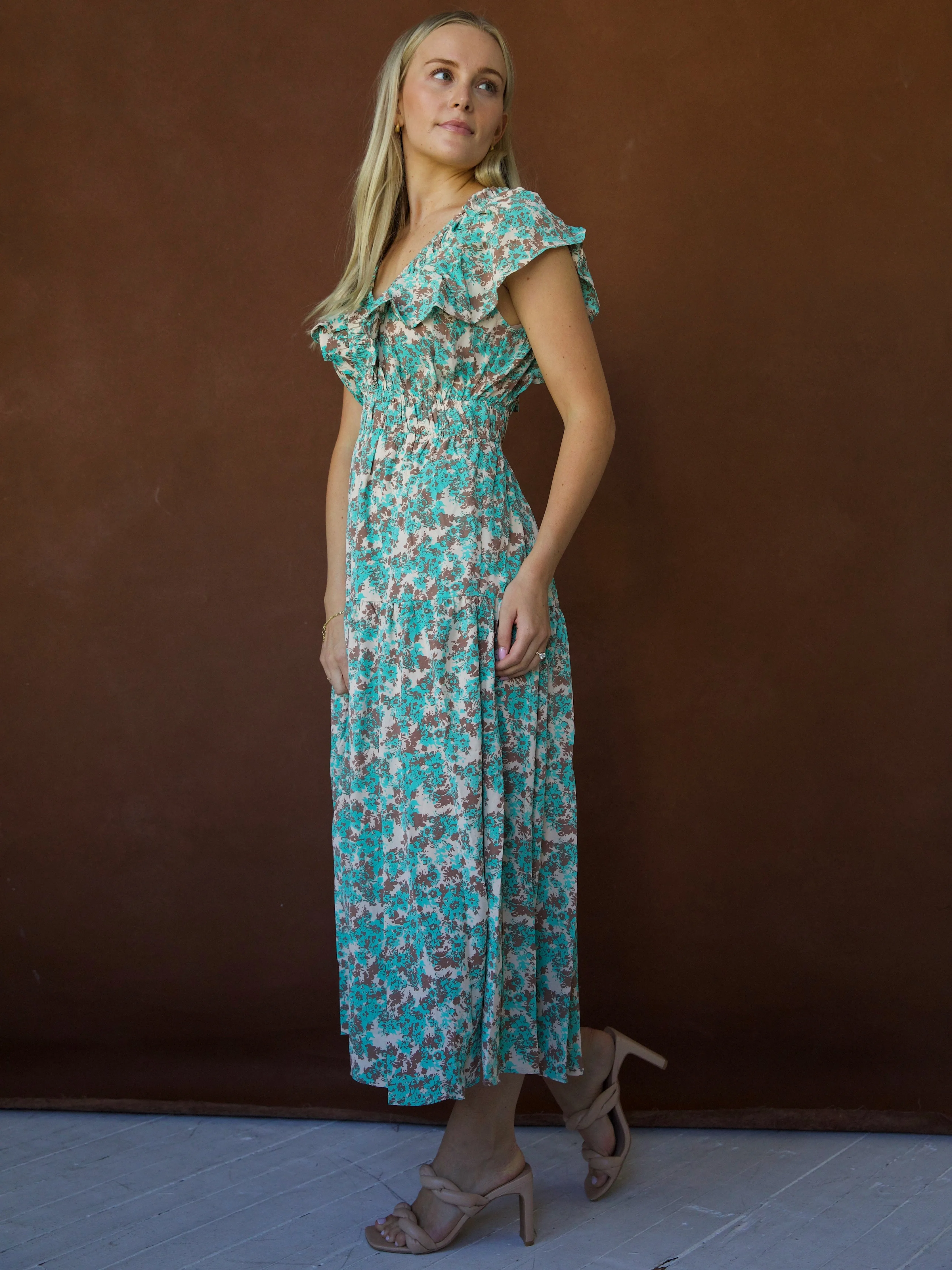 Watercolor Jade Dress Subtle Fit