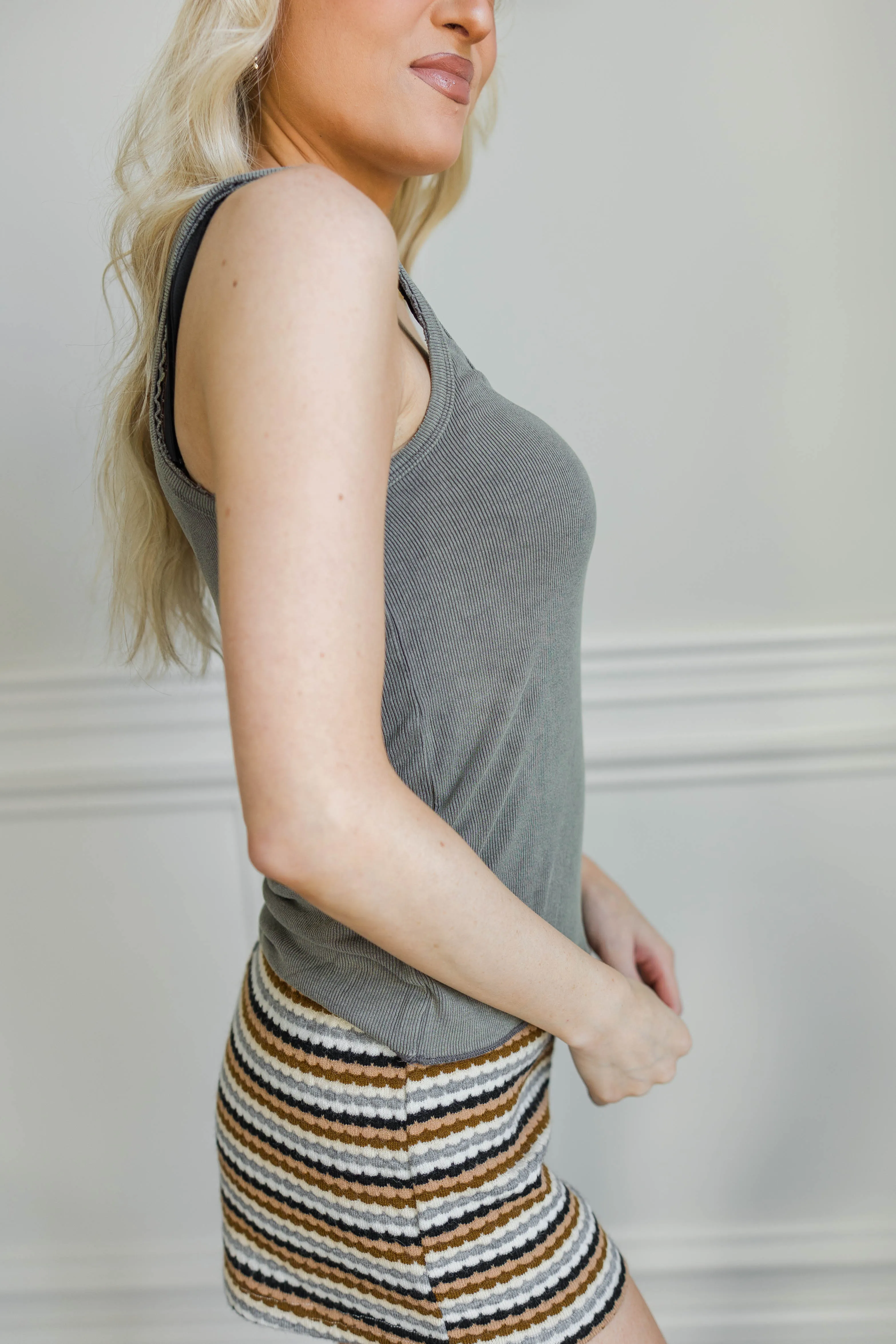 Antique Olive V Tank Cool Weather