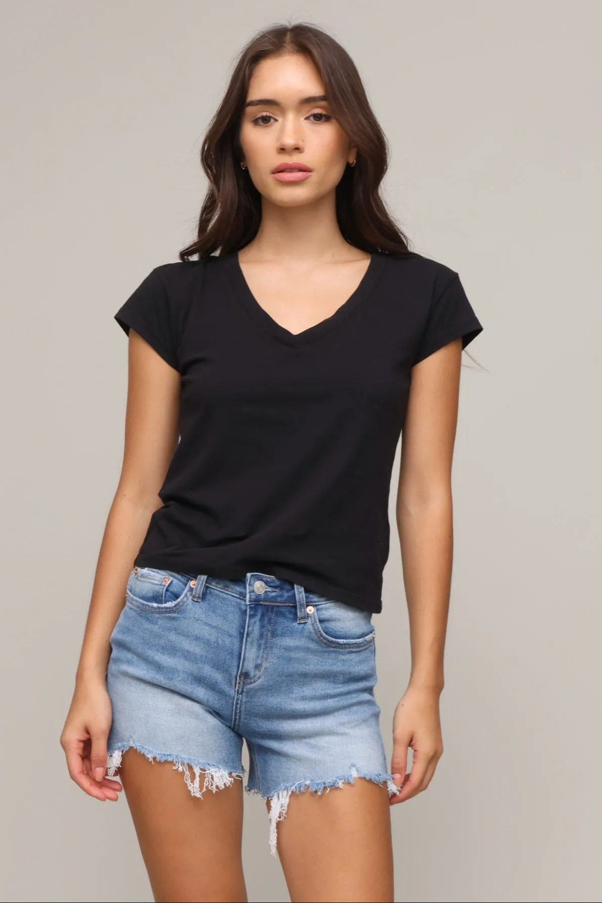 Modern Slub V-Neck Tee Multi Panel Cut