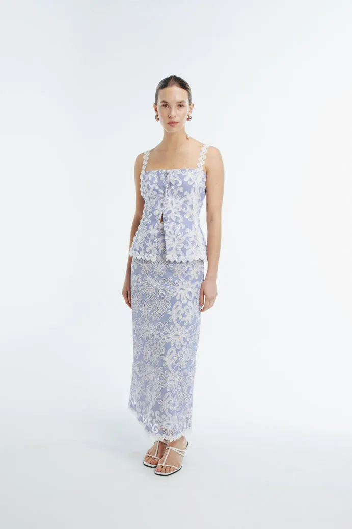 Chilly Day Ready Moisture Lock Technology NINA MAXI SKIRT BLUE