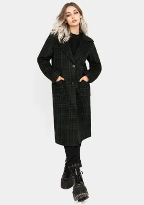 Thermal Insulated Jackdaw Check Wool Blend Duster Coat
