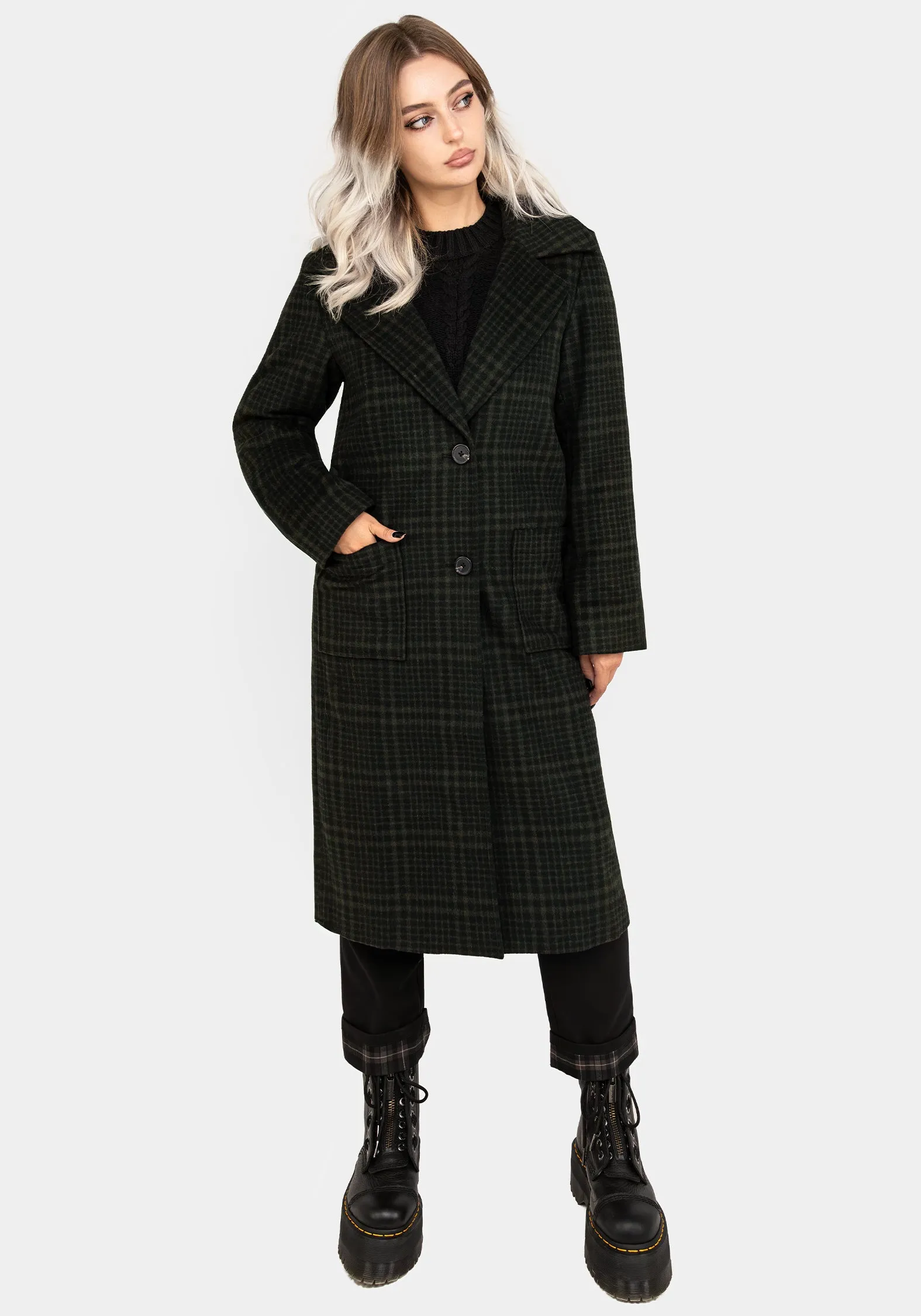 Jackdaw Check Wool Blend Duster Coat Cold Weather Durable Outer Layer