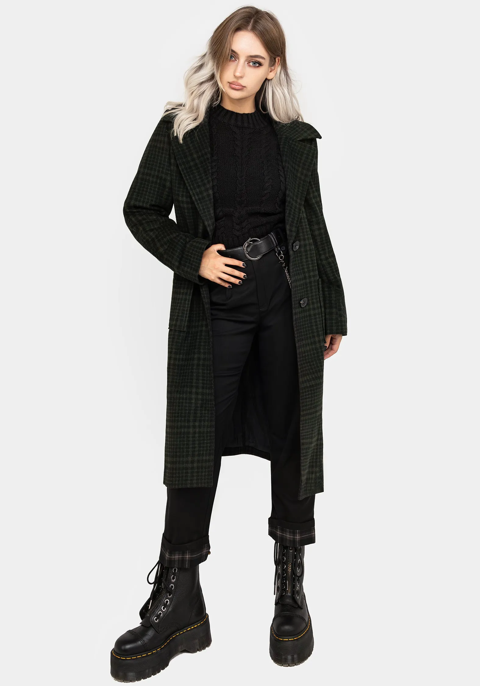 Tear Resistant Material Jackdaw Check Wool Blend Duster Coat