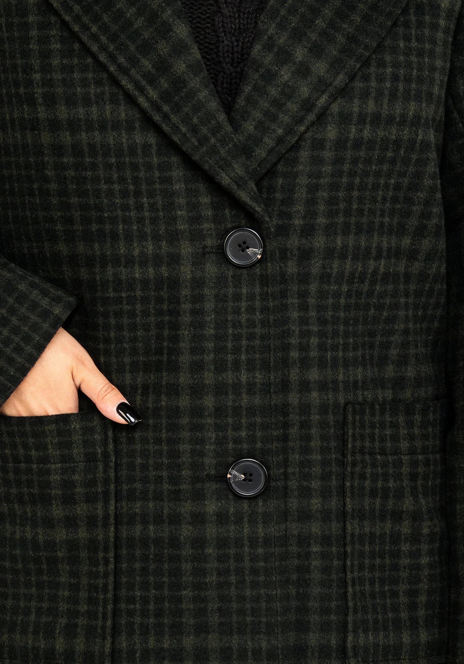 Multi Pocket Jackdaw Check Wool Blend Duster Coat