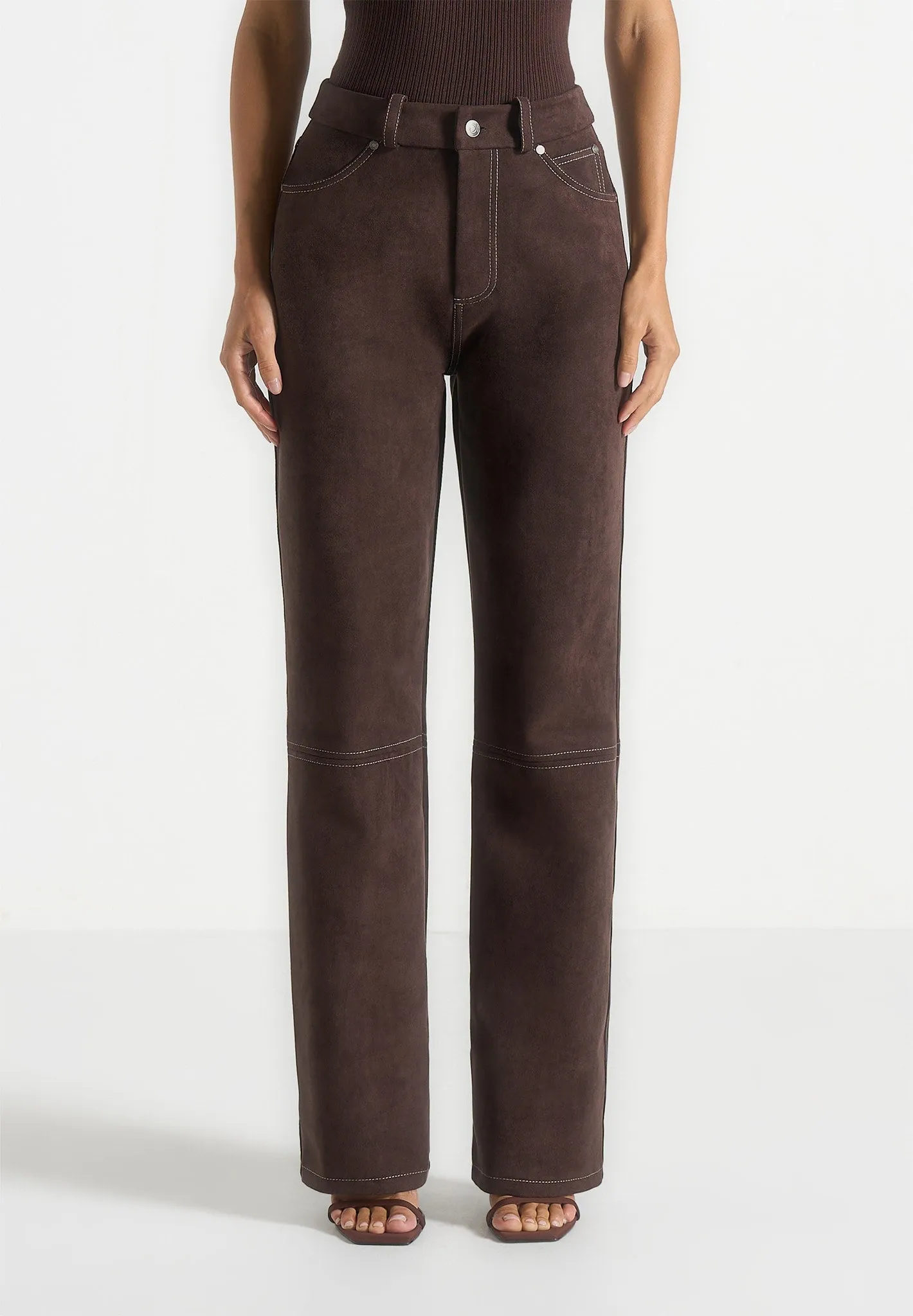 Cozy Feel Kalie - Suede Boyfriend Jeans - Brown