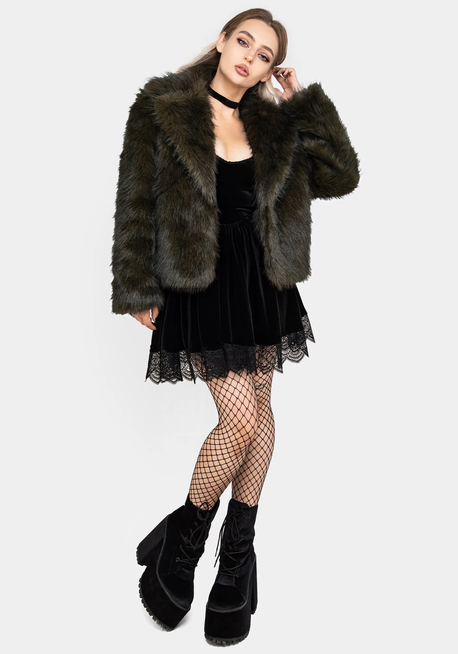 Monstrum Cropped Faux Fur Jacket Lightweight Packability