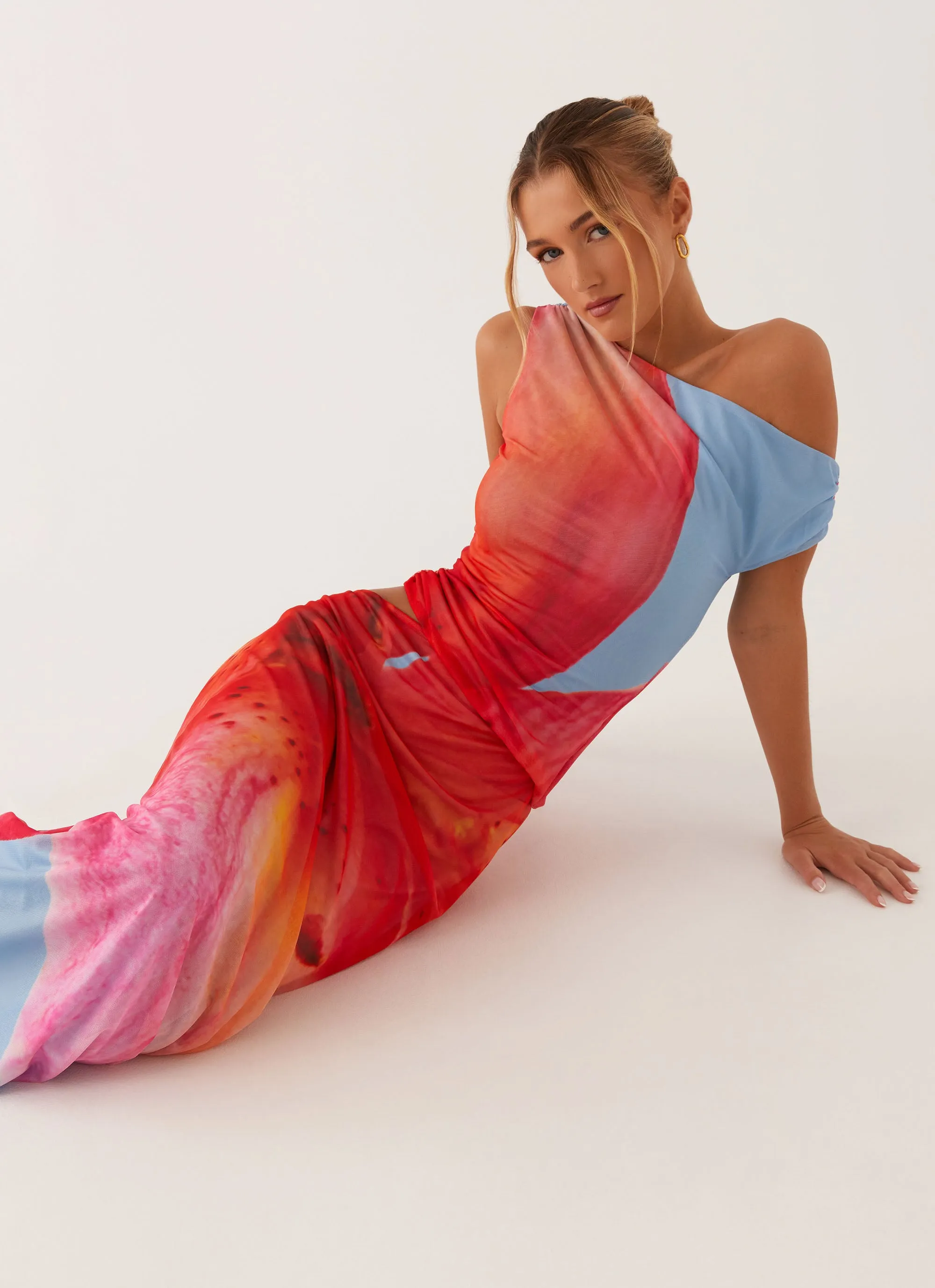 Santa Monica Maxi Dress - Blue Floral Travel Staple FadeResistantColor