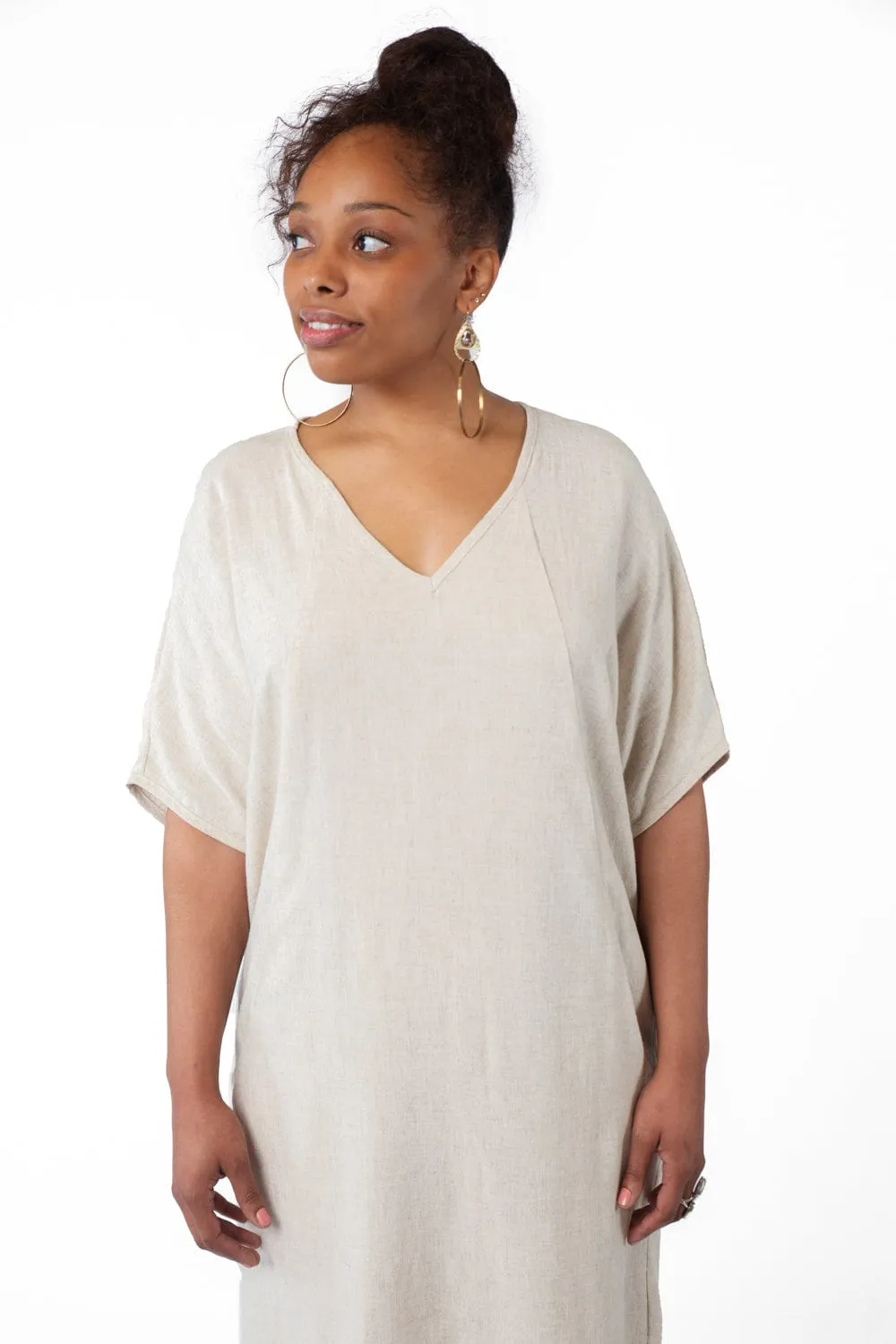Lightweight Wear Cocoon Dress in Oat Linen