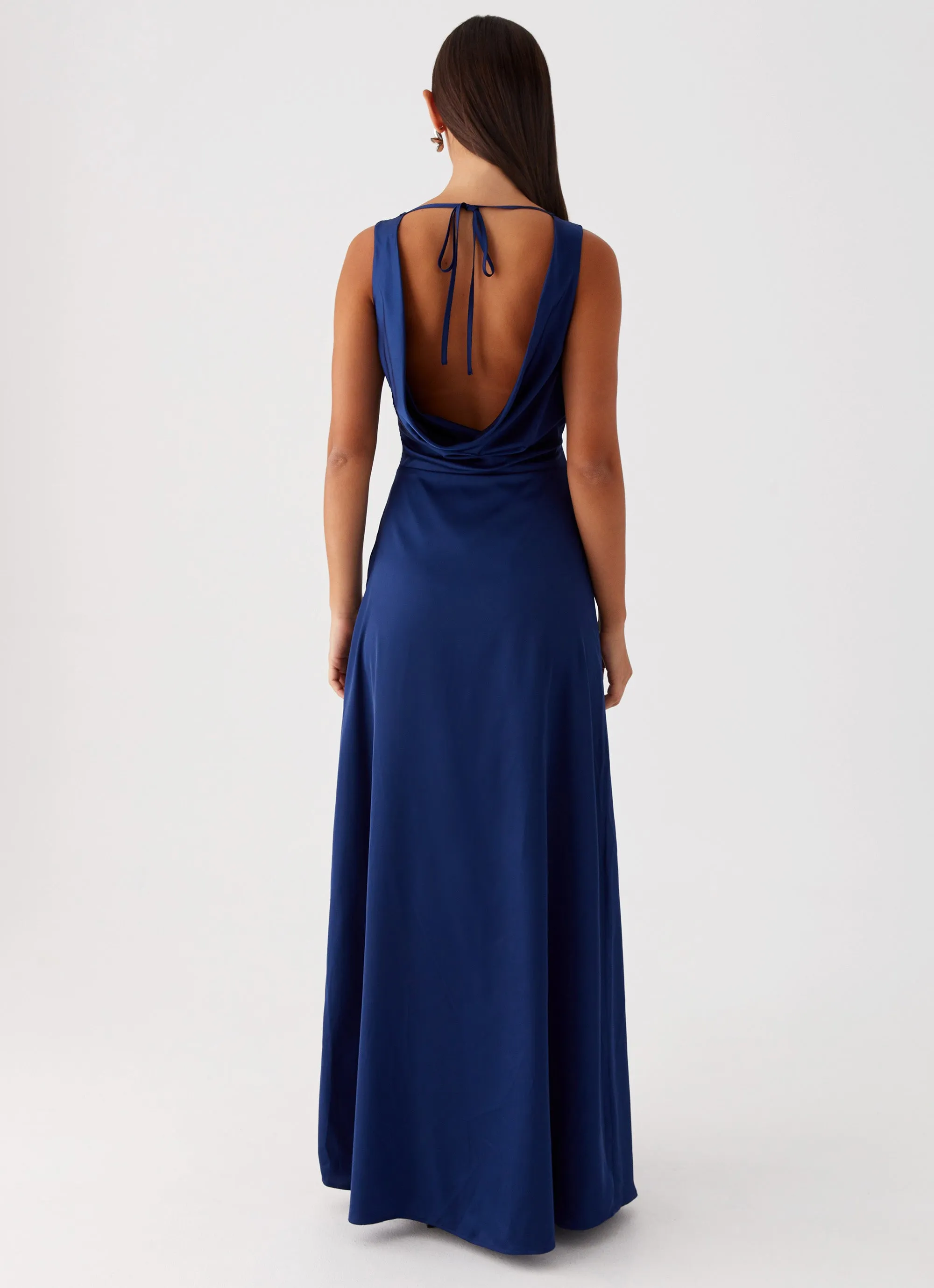Winnie Cowl Back Maxi Dress - Navy Grab Quick