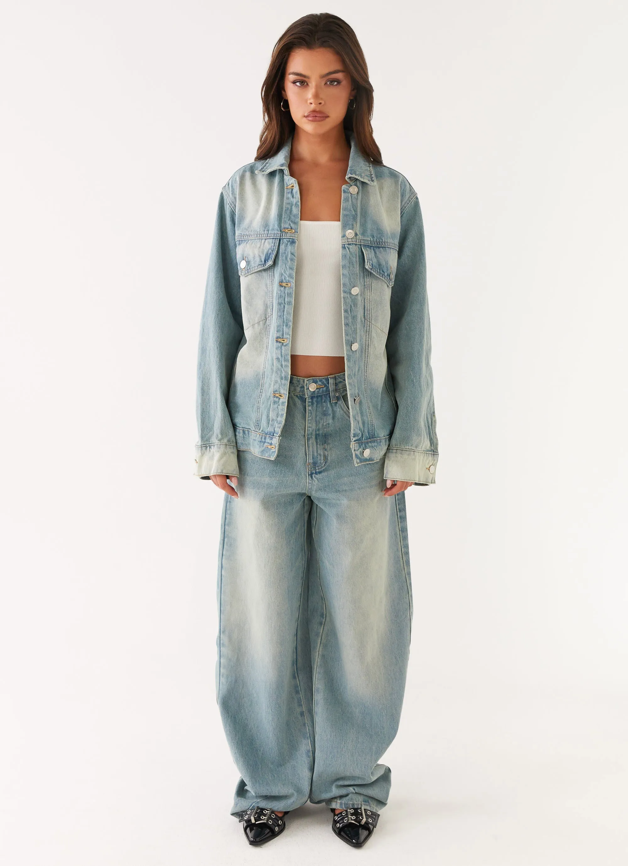 Launch Fitted Maxwell Denim Jacket - Washed Blue