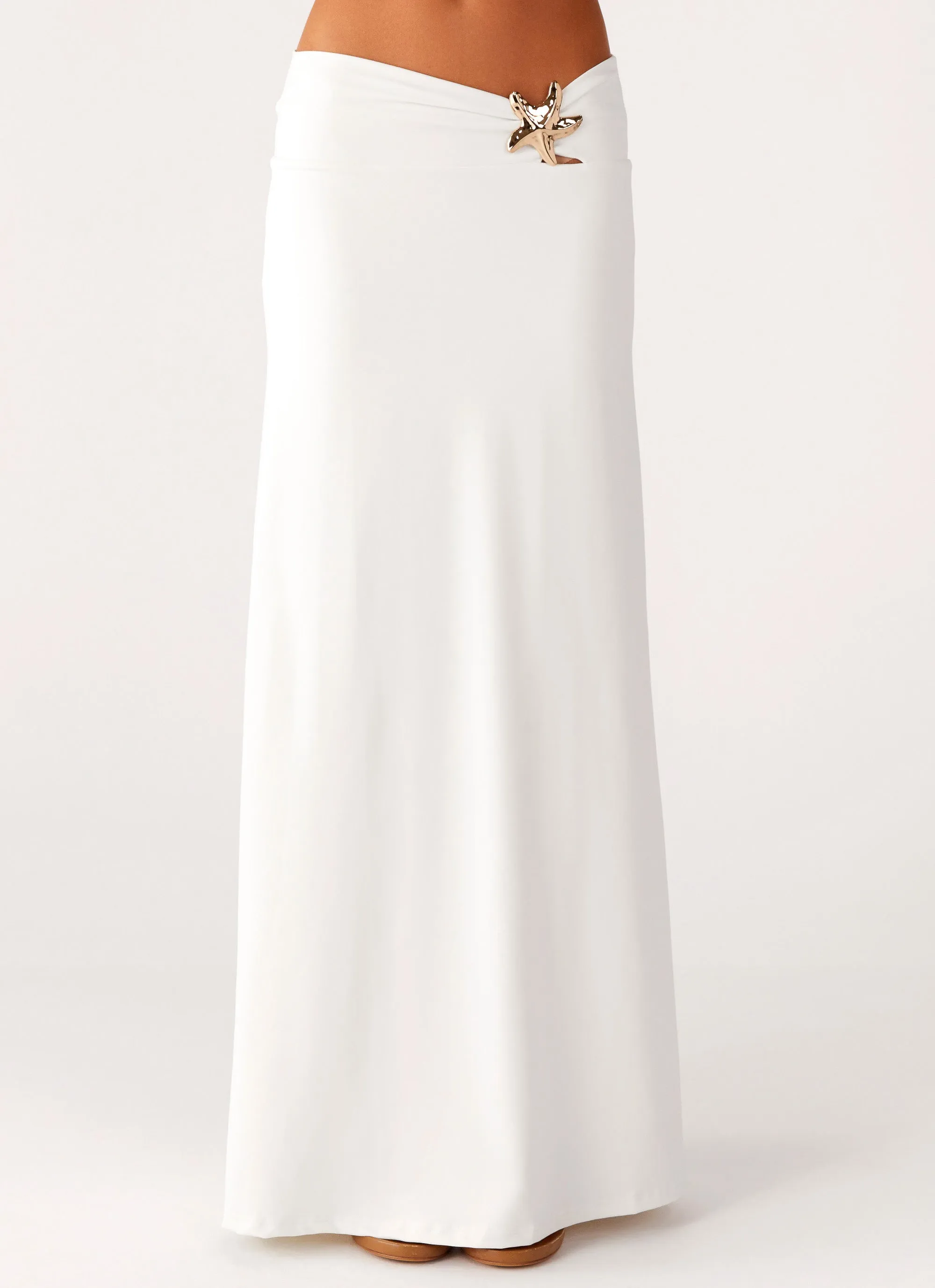 Shoreline Glow Maxi Skirt - Off White Wardrobe Basics
