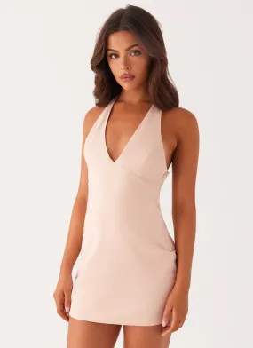 Scalloped Edge Clean Finish Angie Mini Dress - Baby Pink
