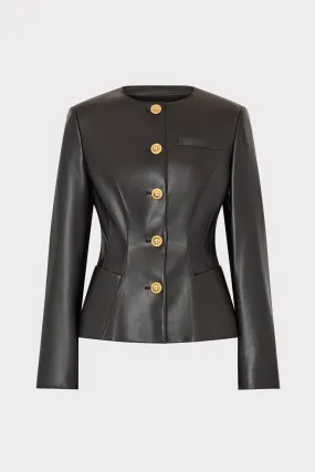 Wells Vegan Leather Jacket Comfy Layers Mid Length Cut