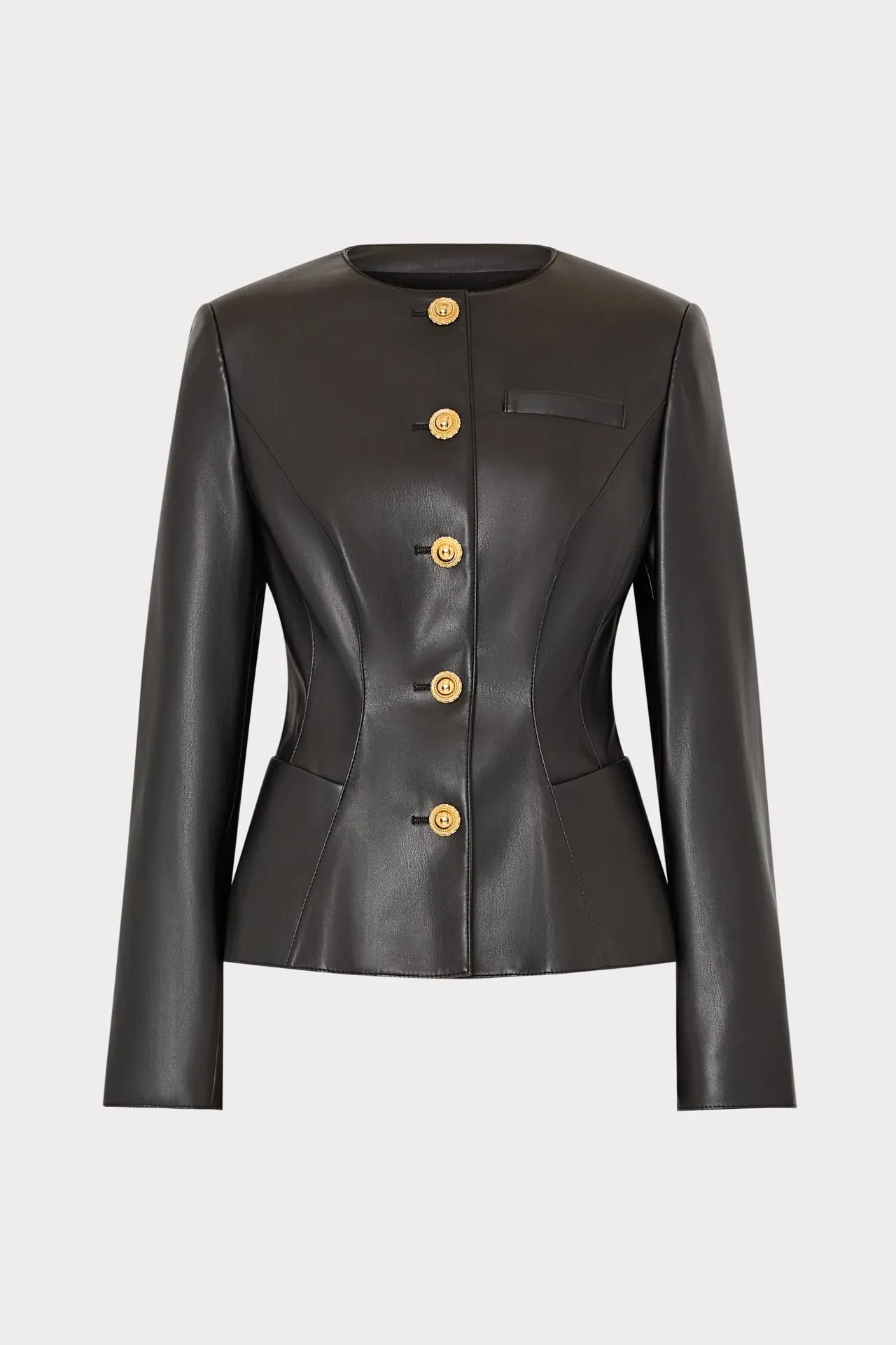 Wells Vegan Leather Jacket Comfy Layers Mid Length Cut