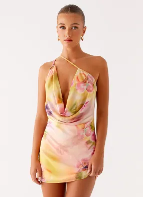 Bold Pattern Bohemian Bliss Mesh Mini Dress - Sunburst Floral