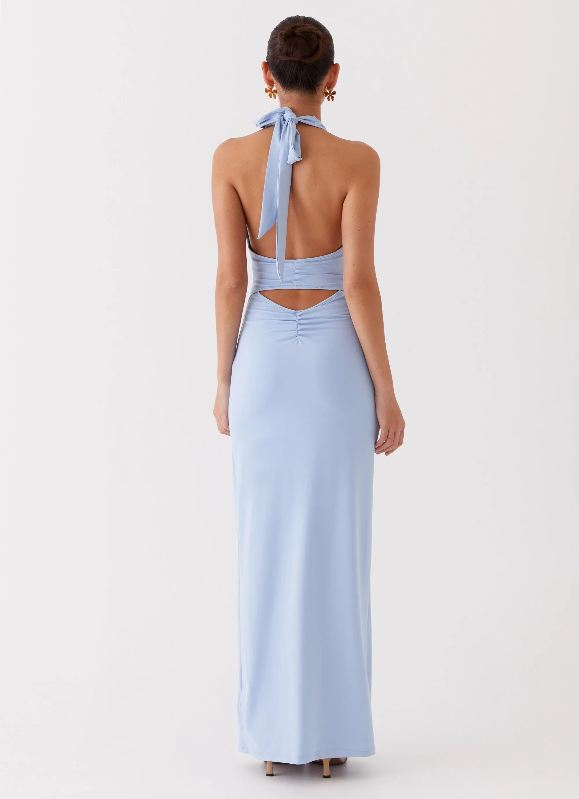 Whisked Away Halterneck Maxi Dress - Blue Sophisticated Layers Fit Clean