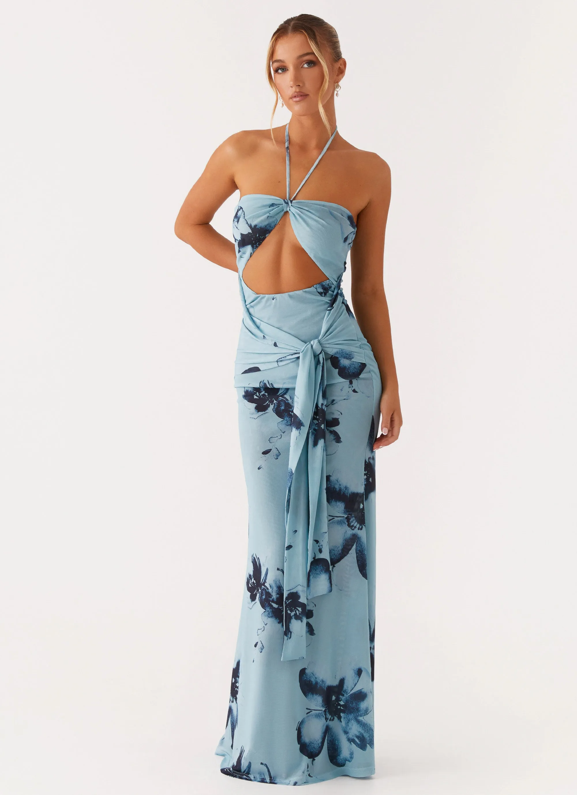 Neutral palette Antonia Maxi Dress - Black Blue Floral