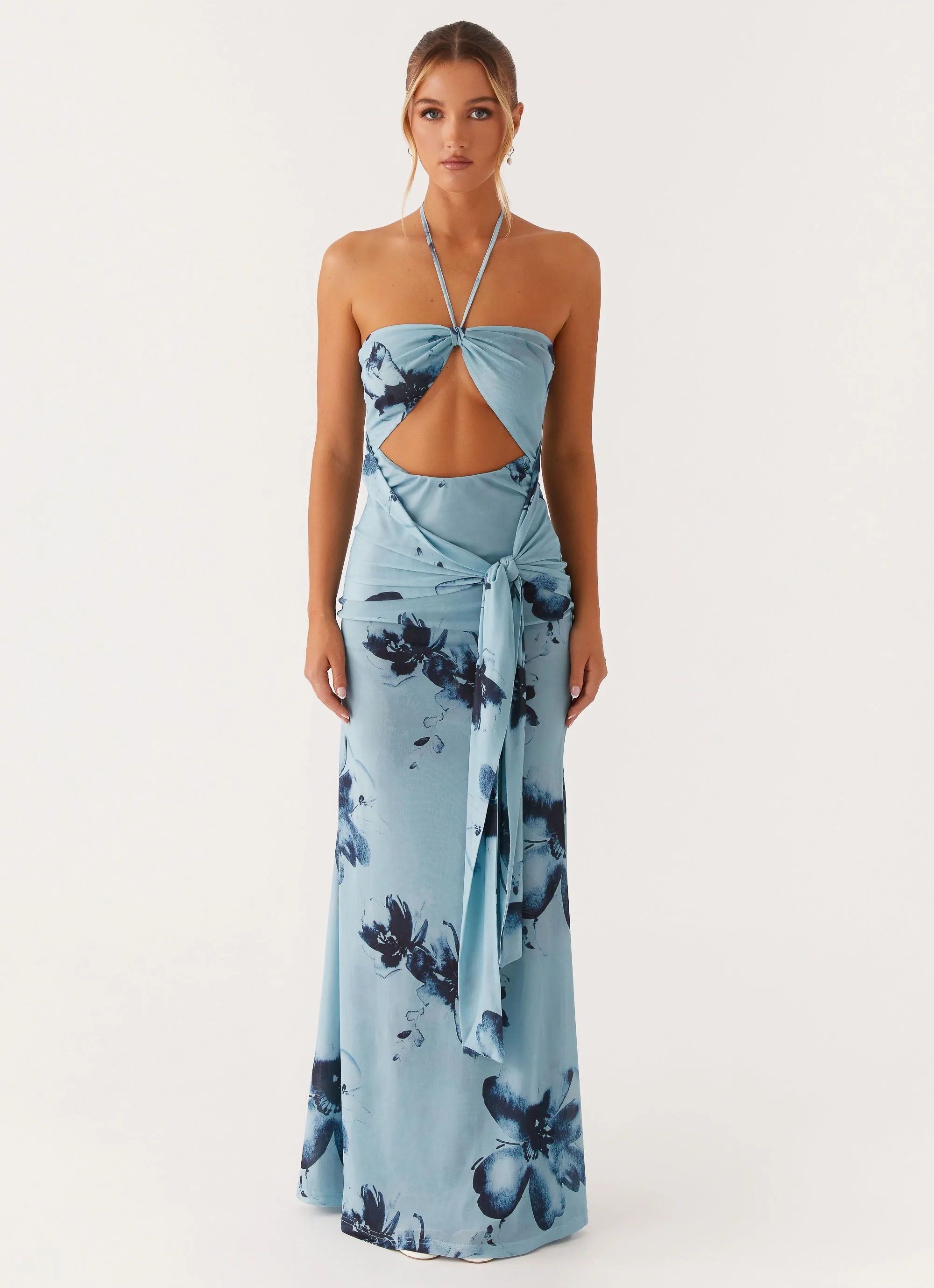 Smooth Wear Antonia Maxi Dress - Black Blue Floral