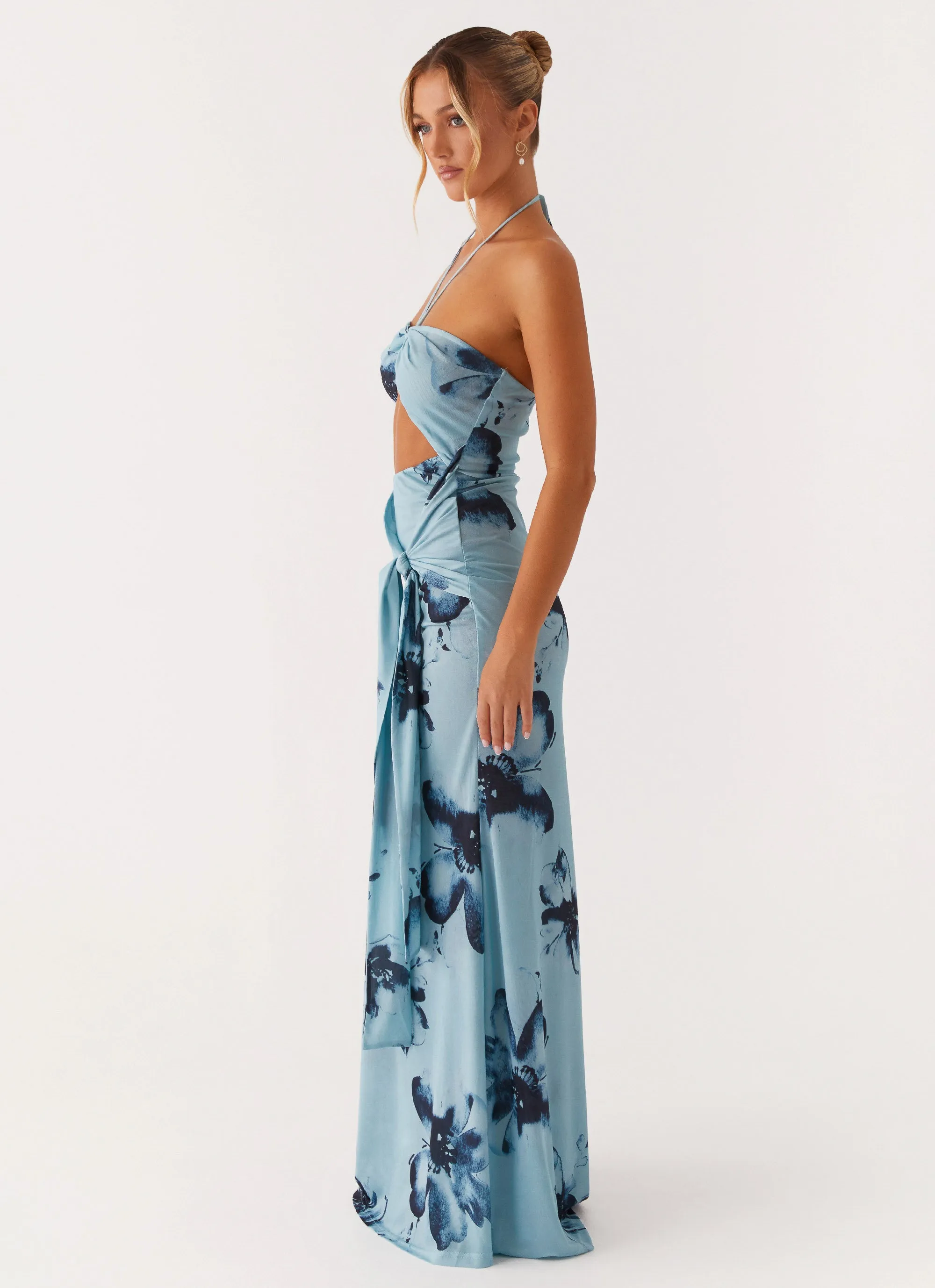 Antonia Maxi Dress - Black Blue Floral Fall Fashion