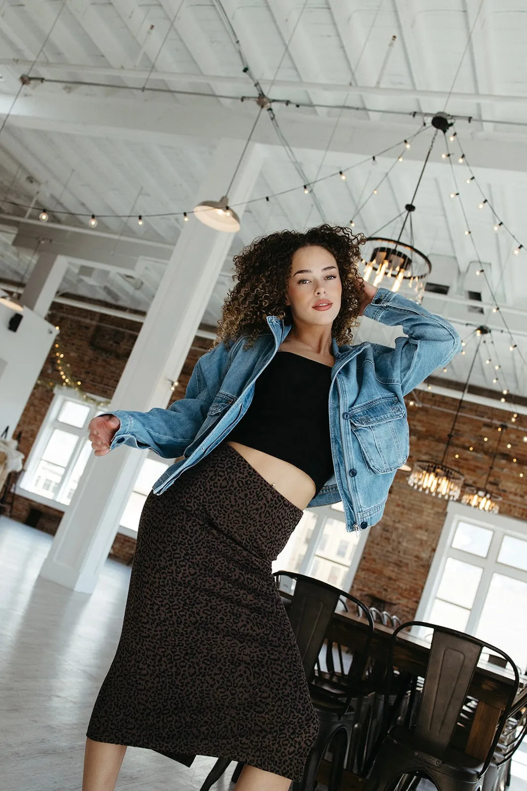 Playful Cut Geometric-pattern Wild Rhythm Midi Skirt