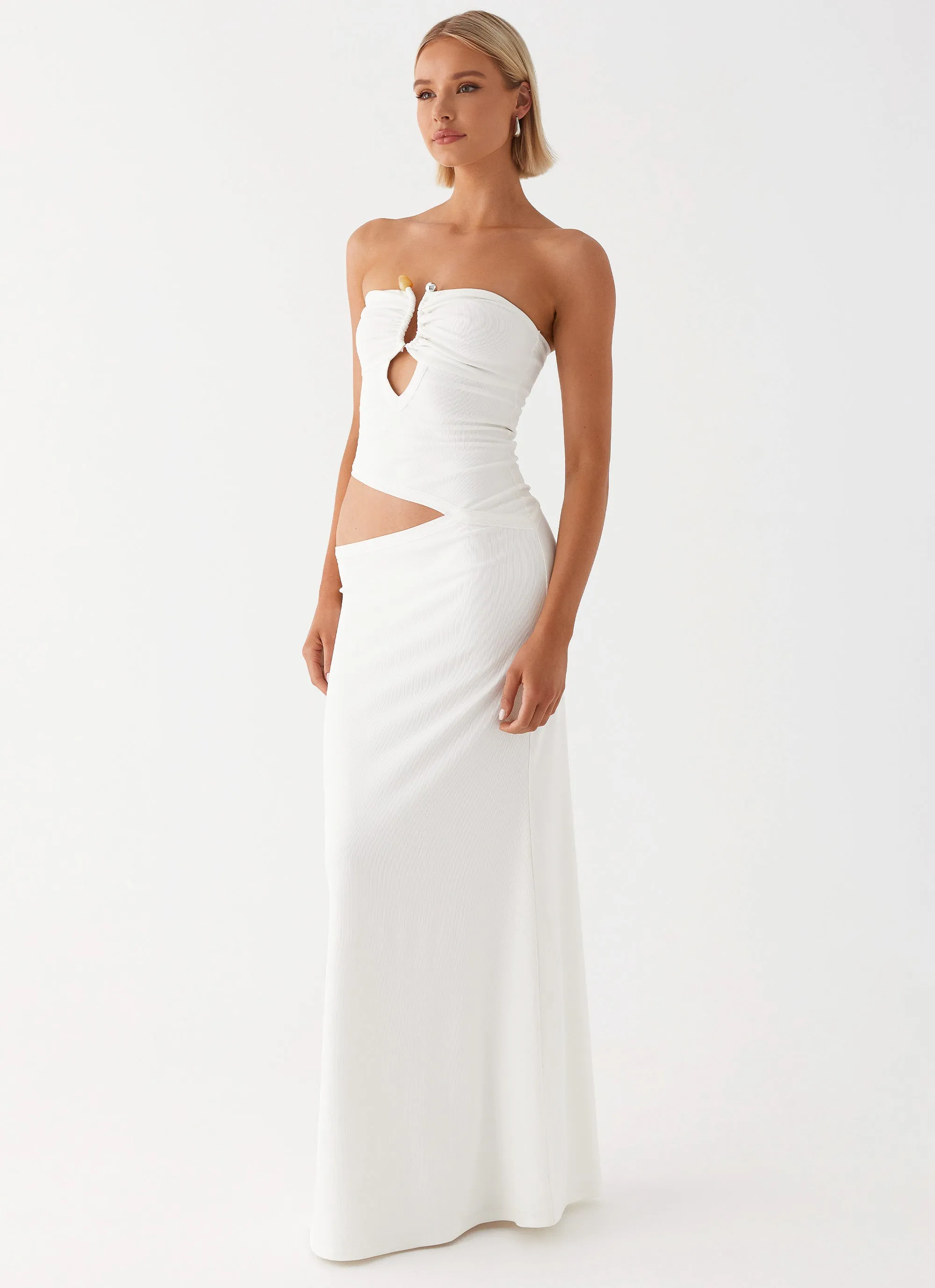 Eye Catching Wild Roses Maxi Dress - White