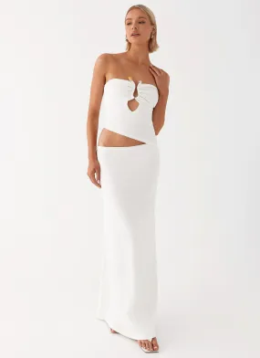Smart and Sleek foldable Wild Roses Maxi Dress - White