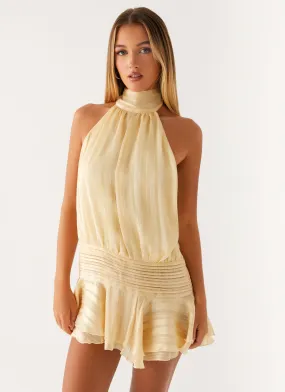 Side Slit Fashion Collab Willow Chiffon Mini Dress - Yellow