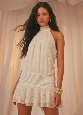 Work-to-Play Wear Willow Knit Mini Dress - Cream