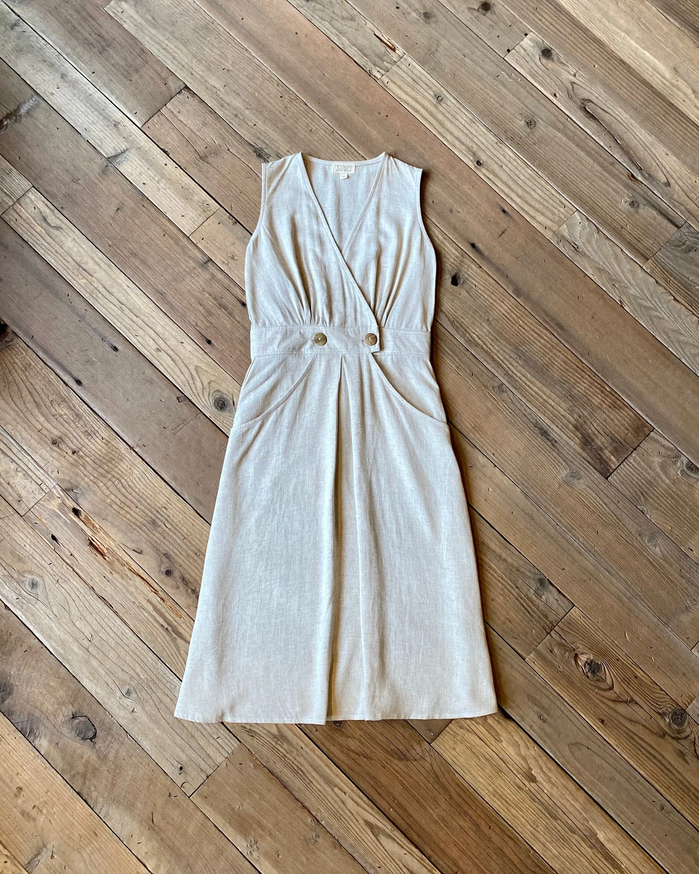 Evening Event Winona Dress in Oat Linen