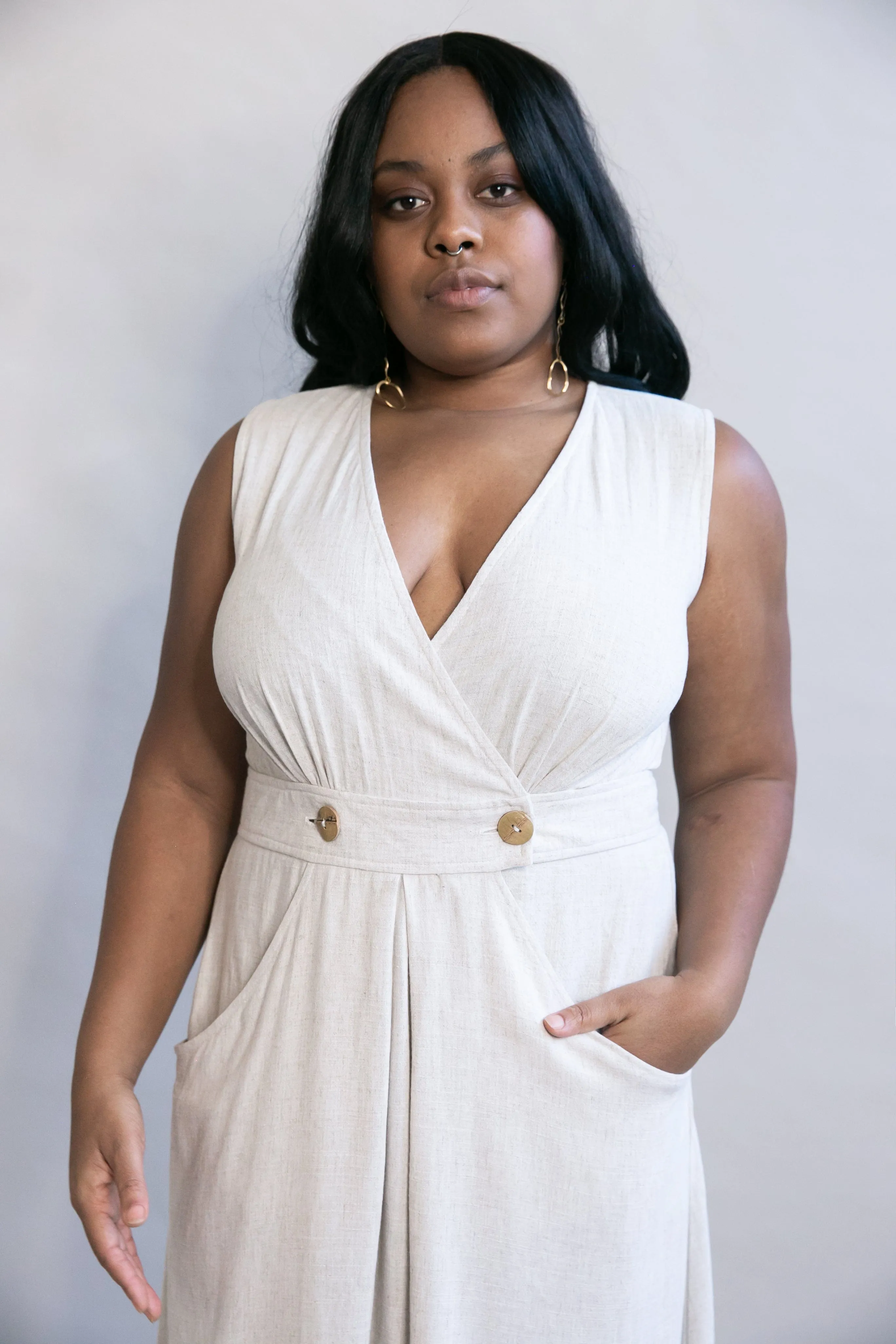 Winona Dress in Oat Linen Sleek Touch