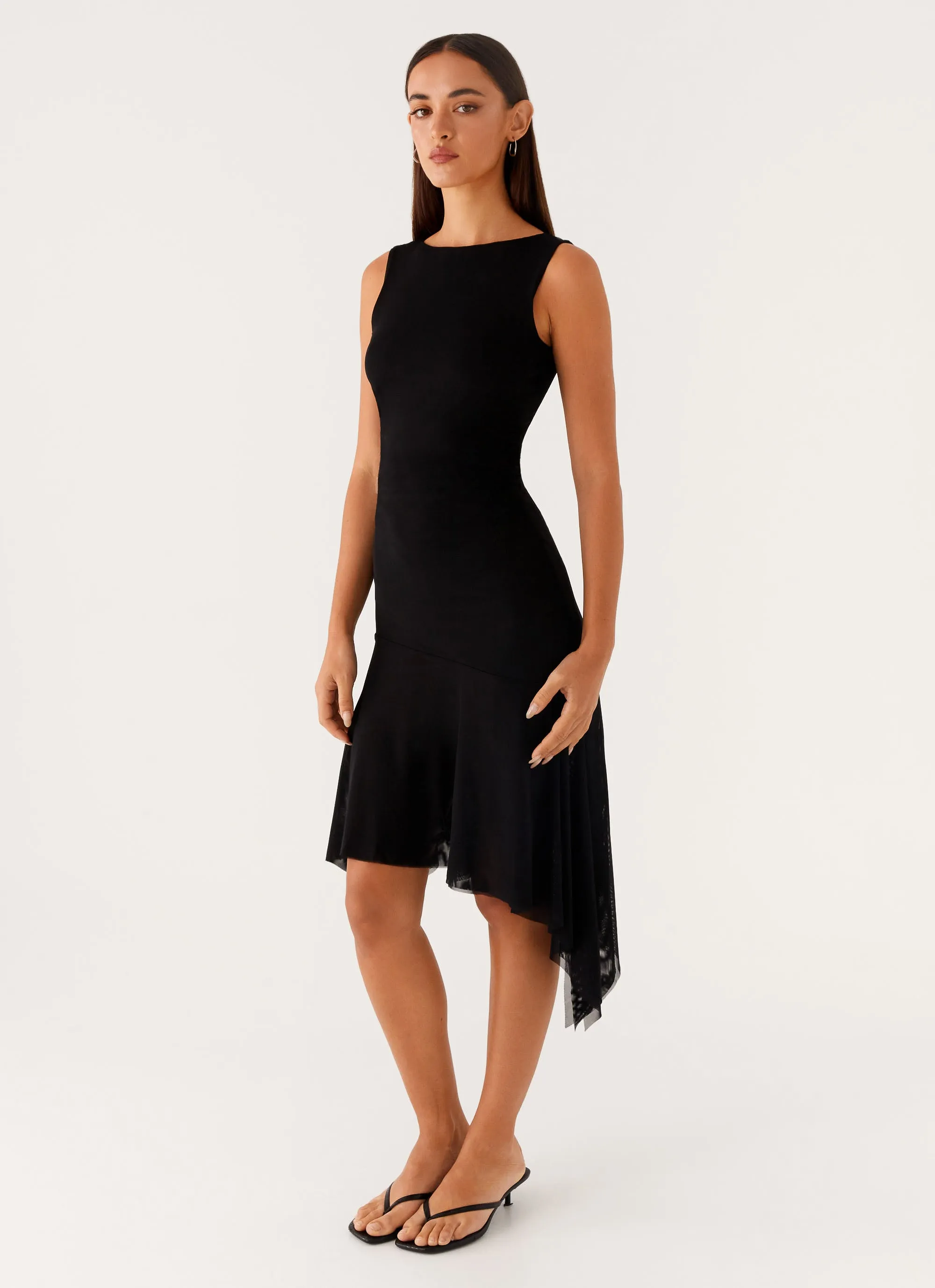 Winona Midi Dress - Black Chic and Flattering