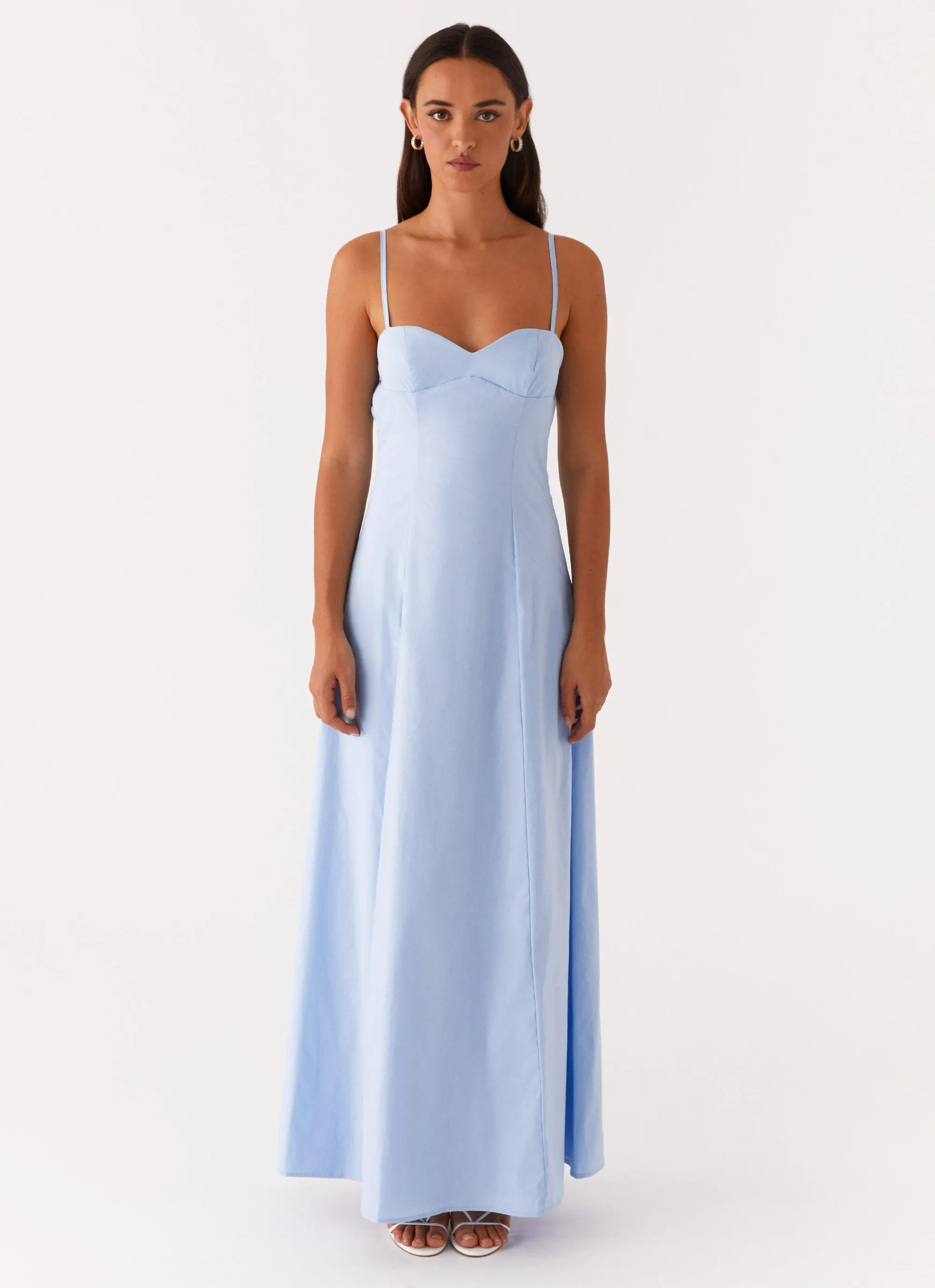 Social Ease Neutral palette Clear As Day Maxi Dress - Blue