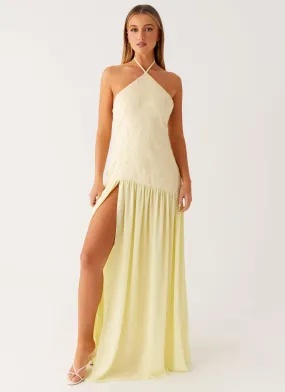 Wrap Charm Luxurious Feel Janelle Beaded Maxi Dress - Yellow