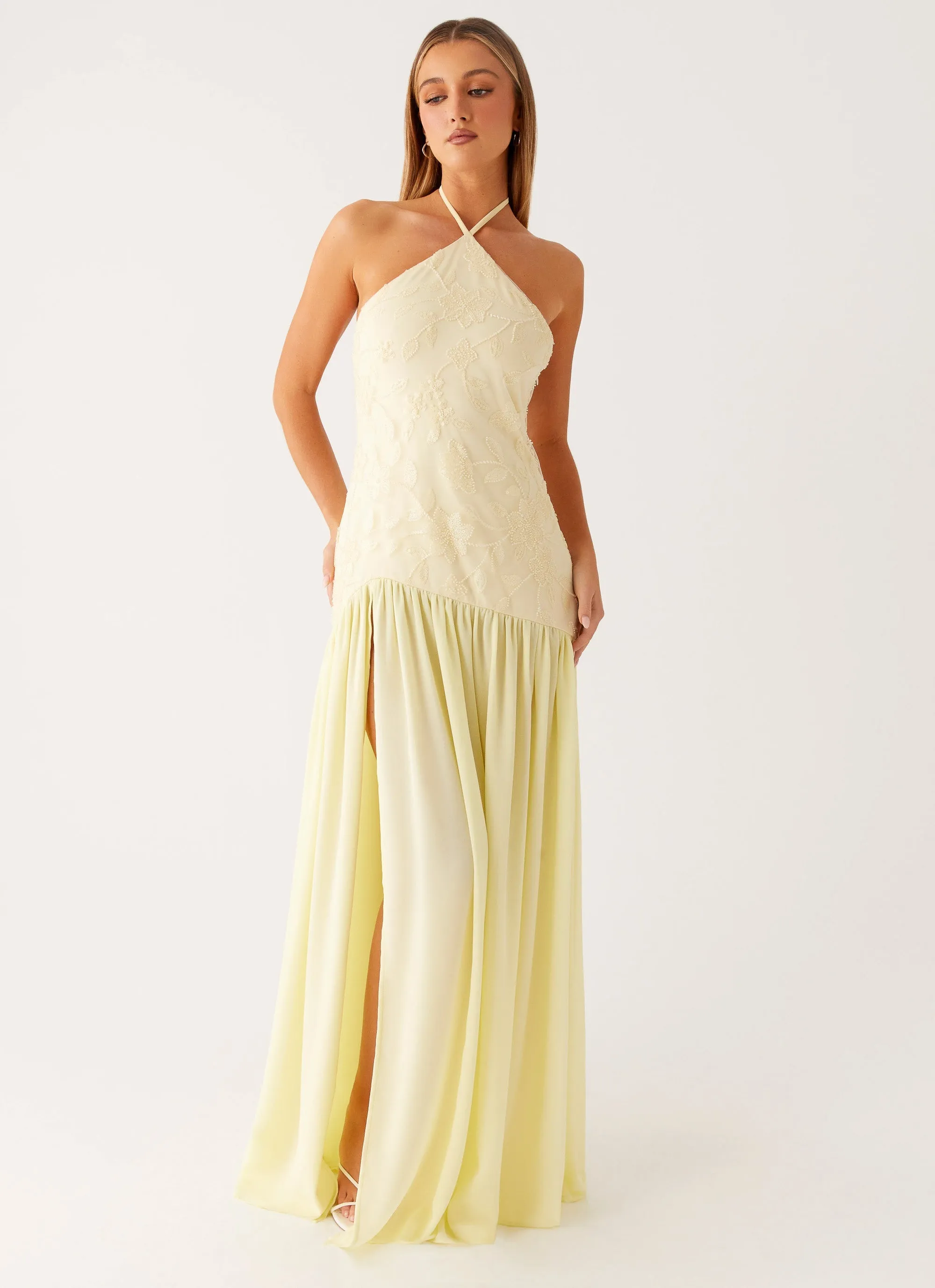 Janelle Beaded Maxi Dress - Yellow Stylish Look Comfy Style